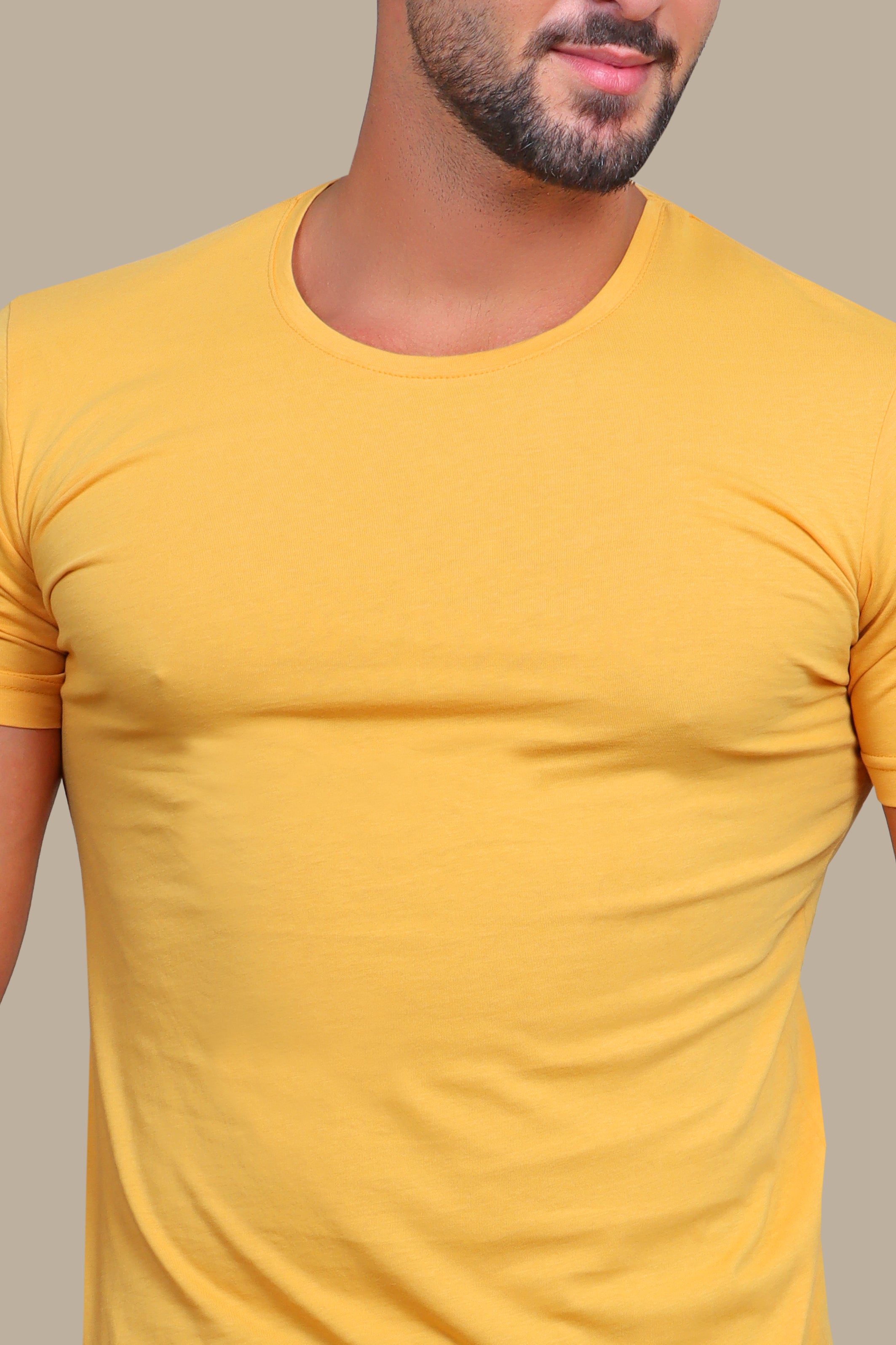 Sunny Glow: Basic Round Neck Tee in Vibrant Yellow