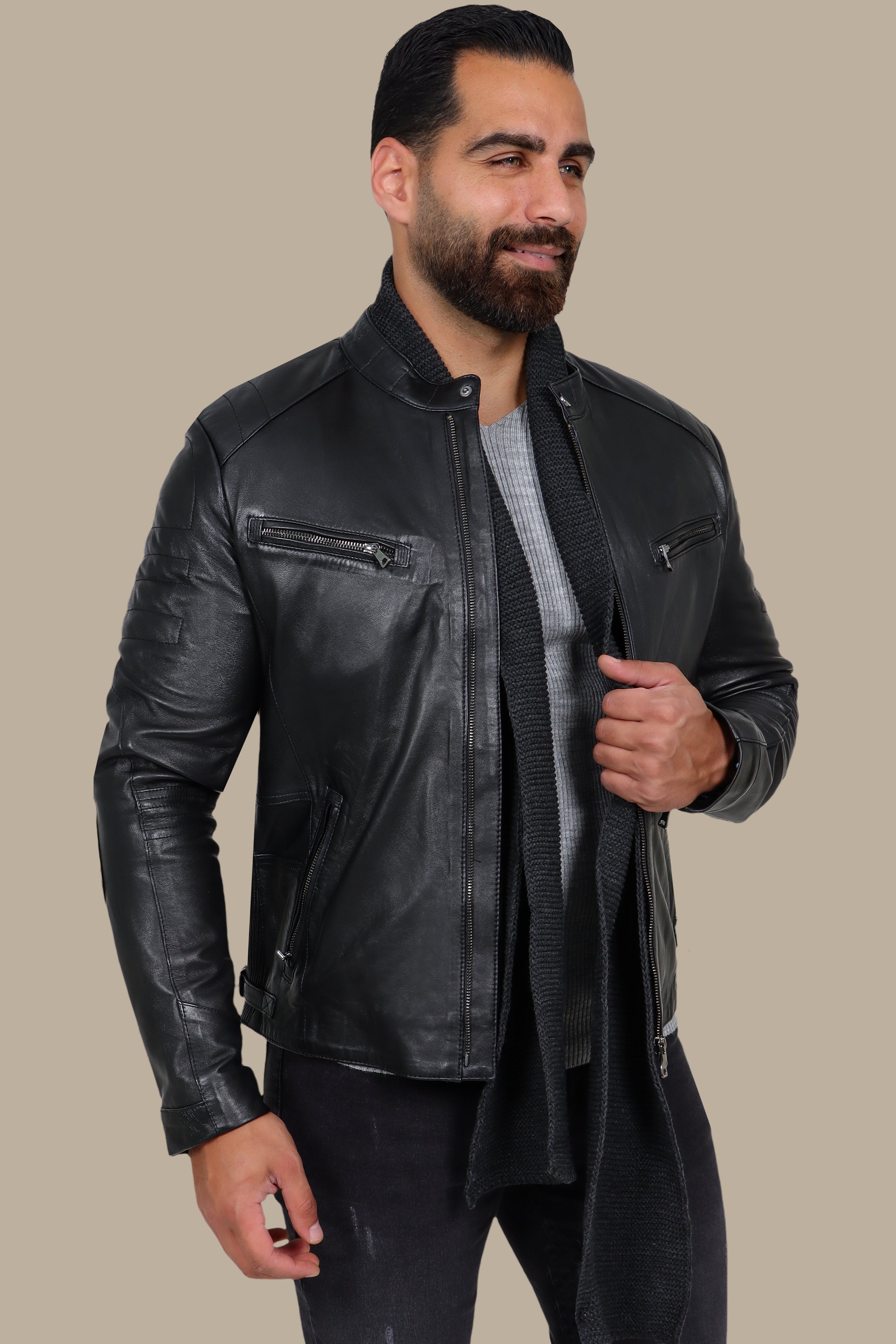 Real Leather Black Biker Jacket