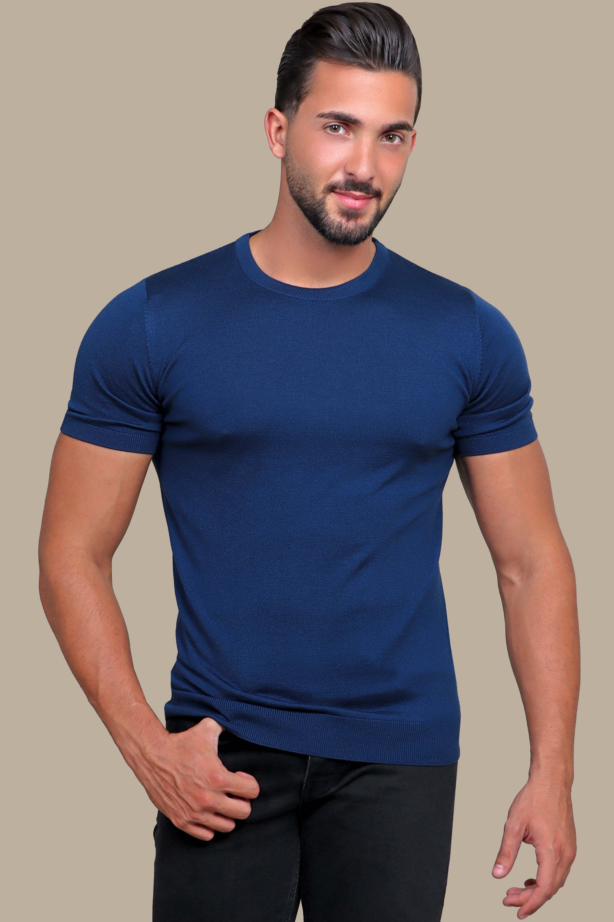 Nautical Opulence: Mercerized Navy Classic Tee