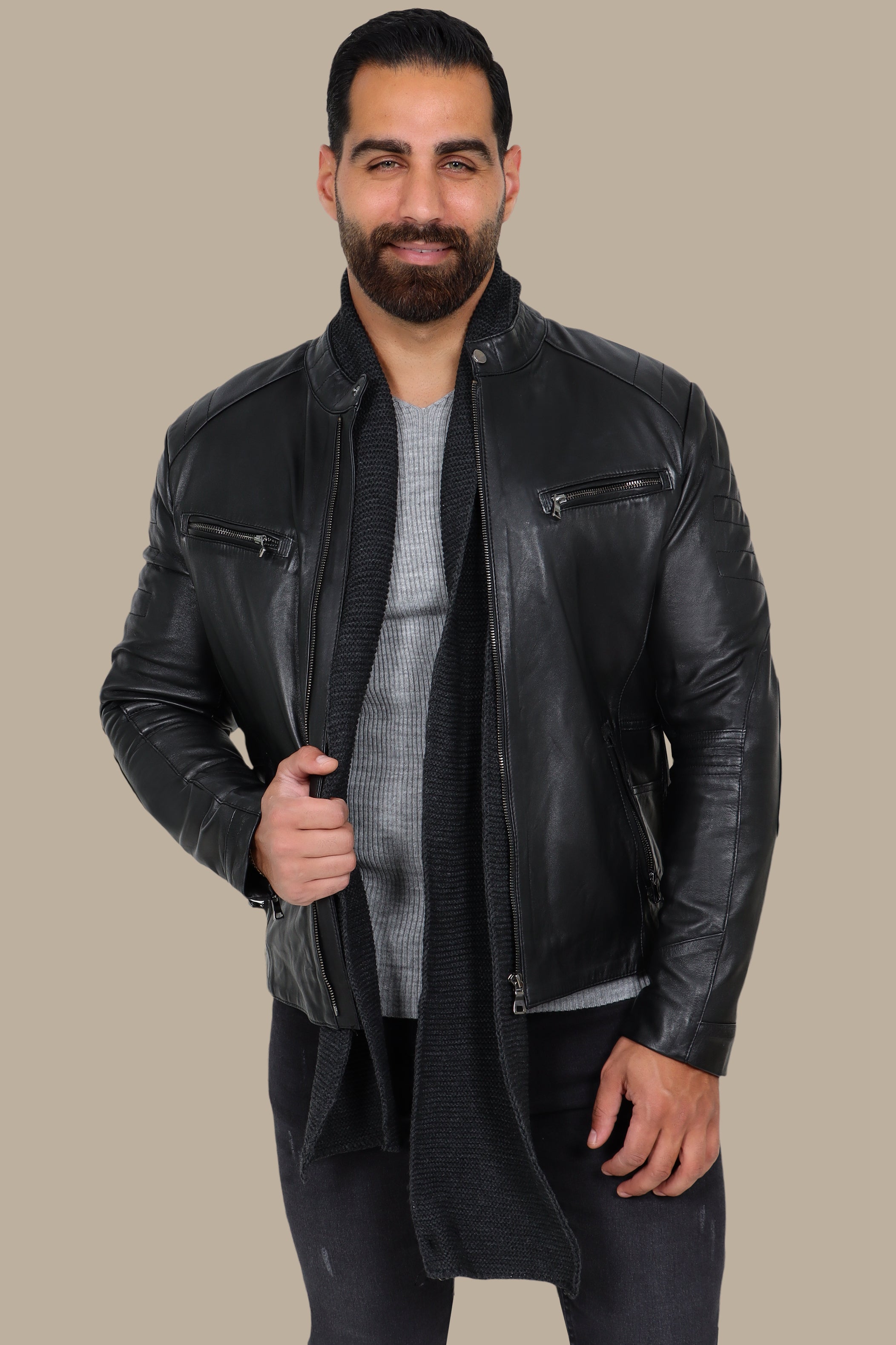 Real Leather Black Biker Jacket