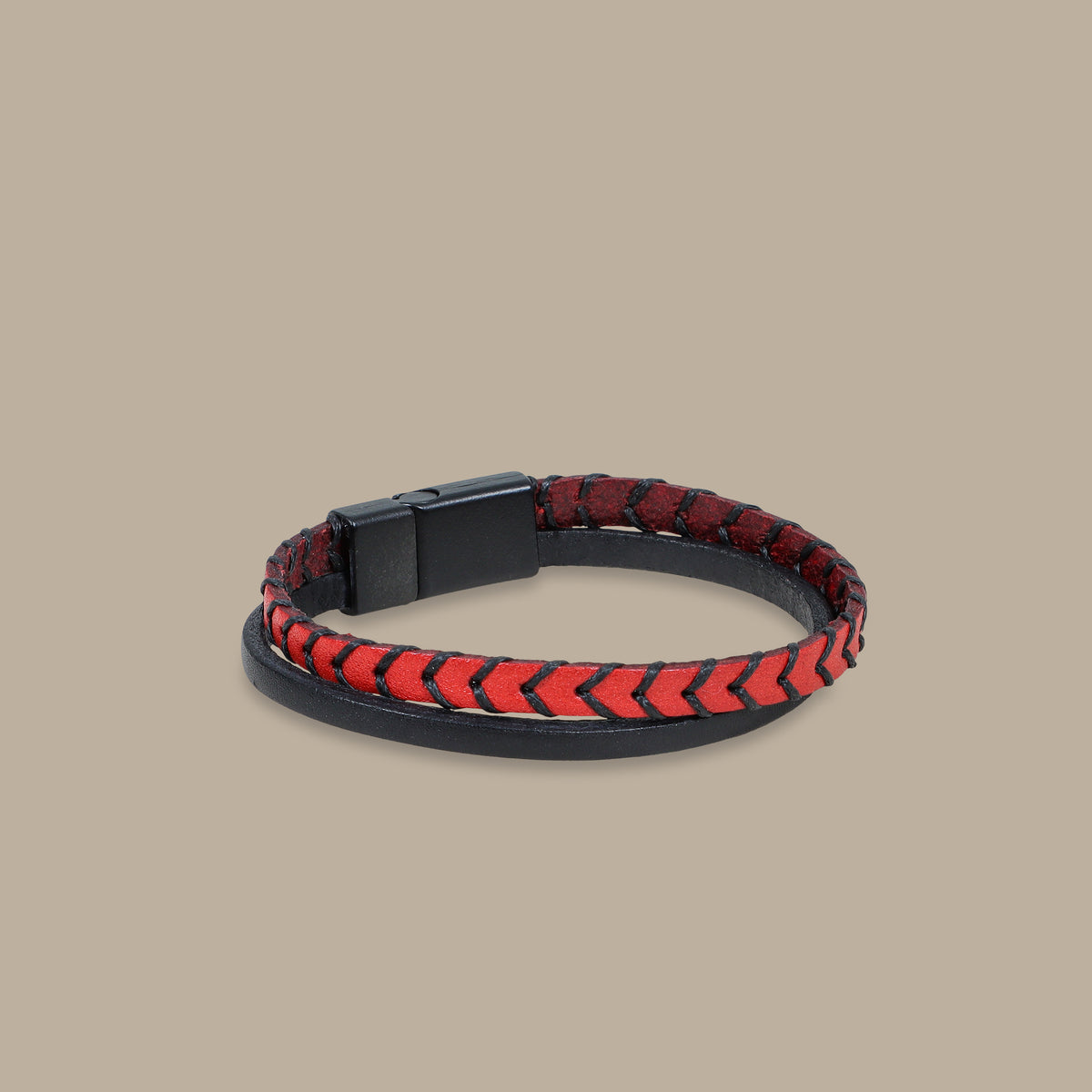 2-Layer Leather Bracelet Red