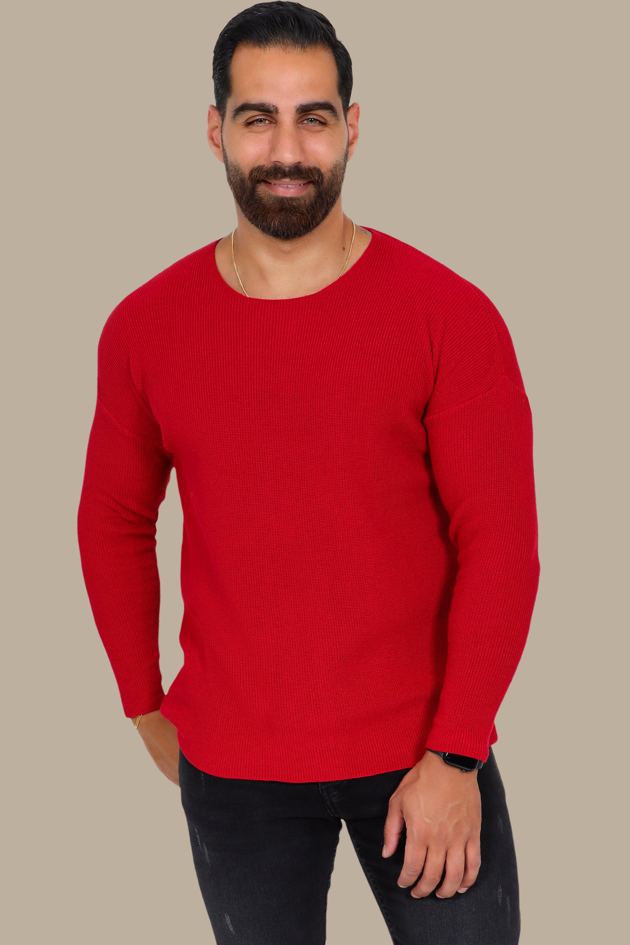 Red Oversized Mercerized Sweater