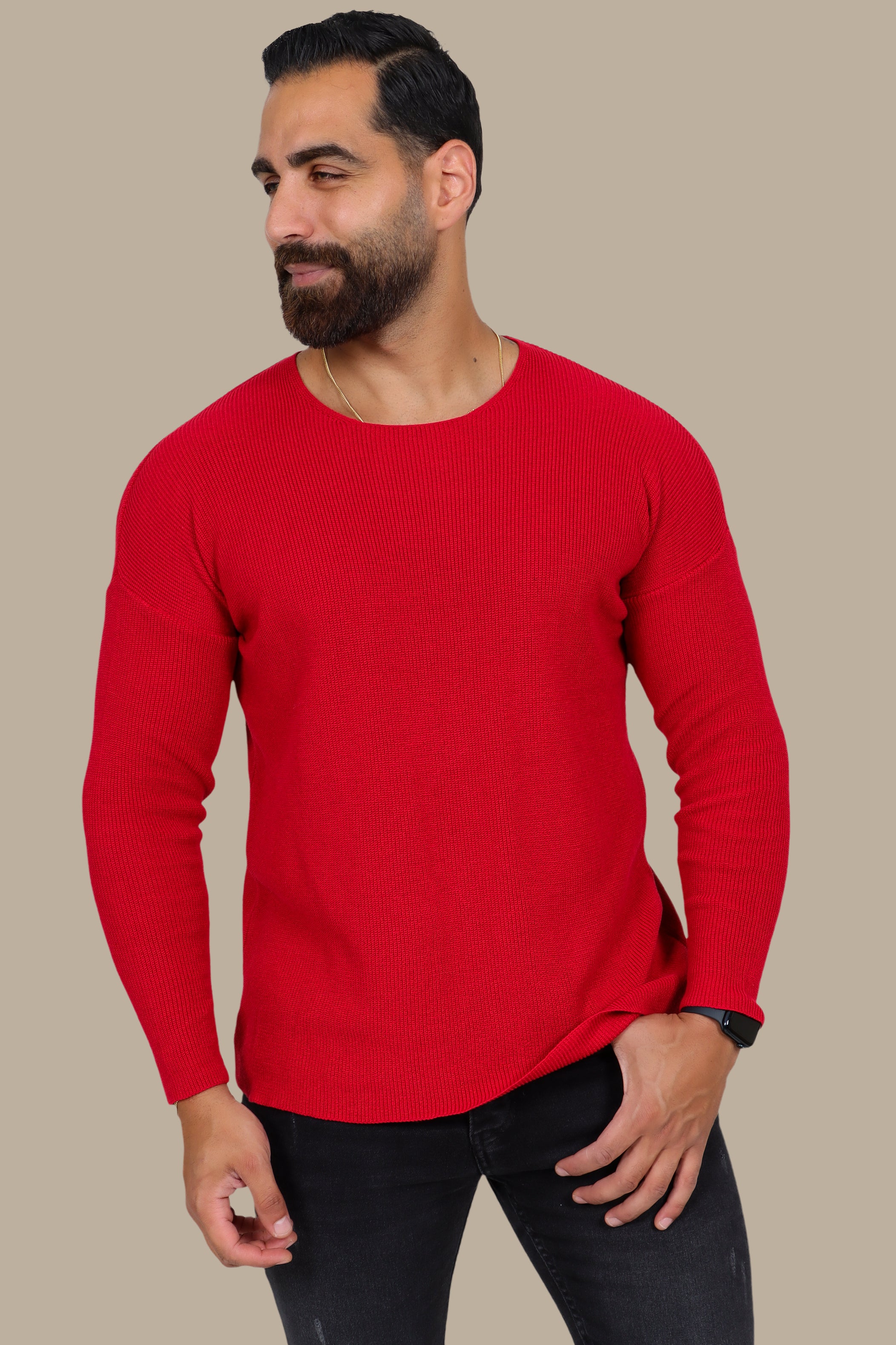 Red Oversized Mercerized Sweater