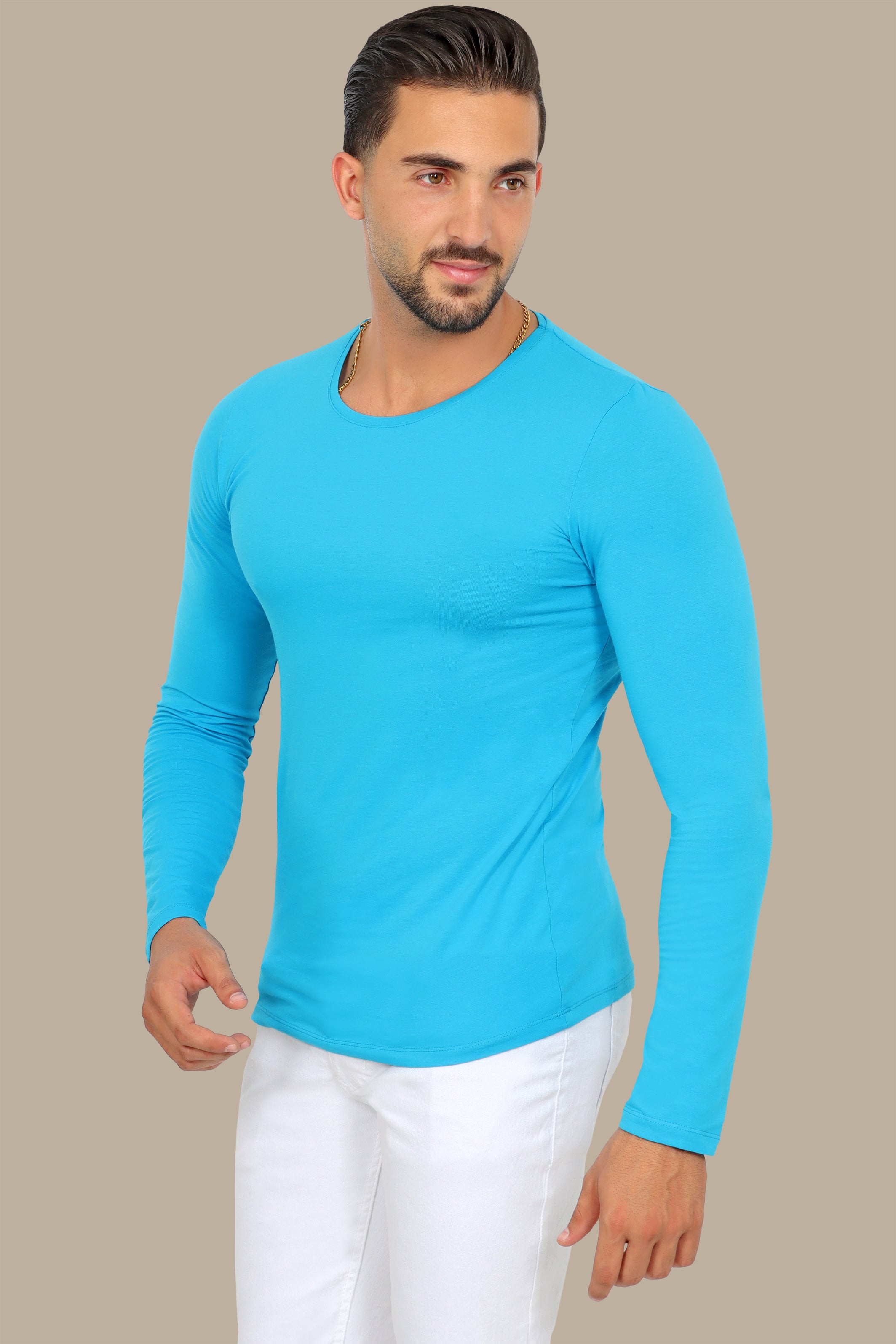 Turquoise Basic Long Sleeve Top