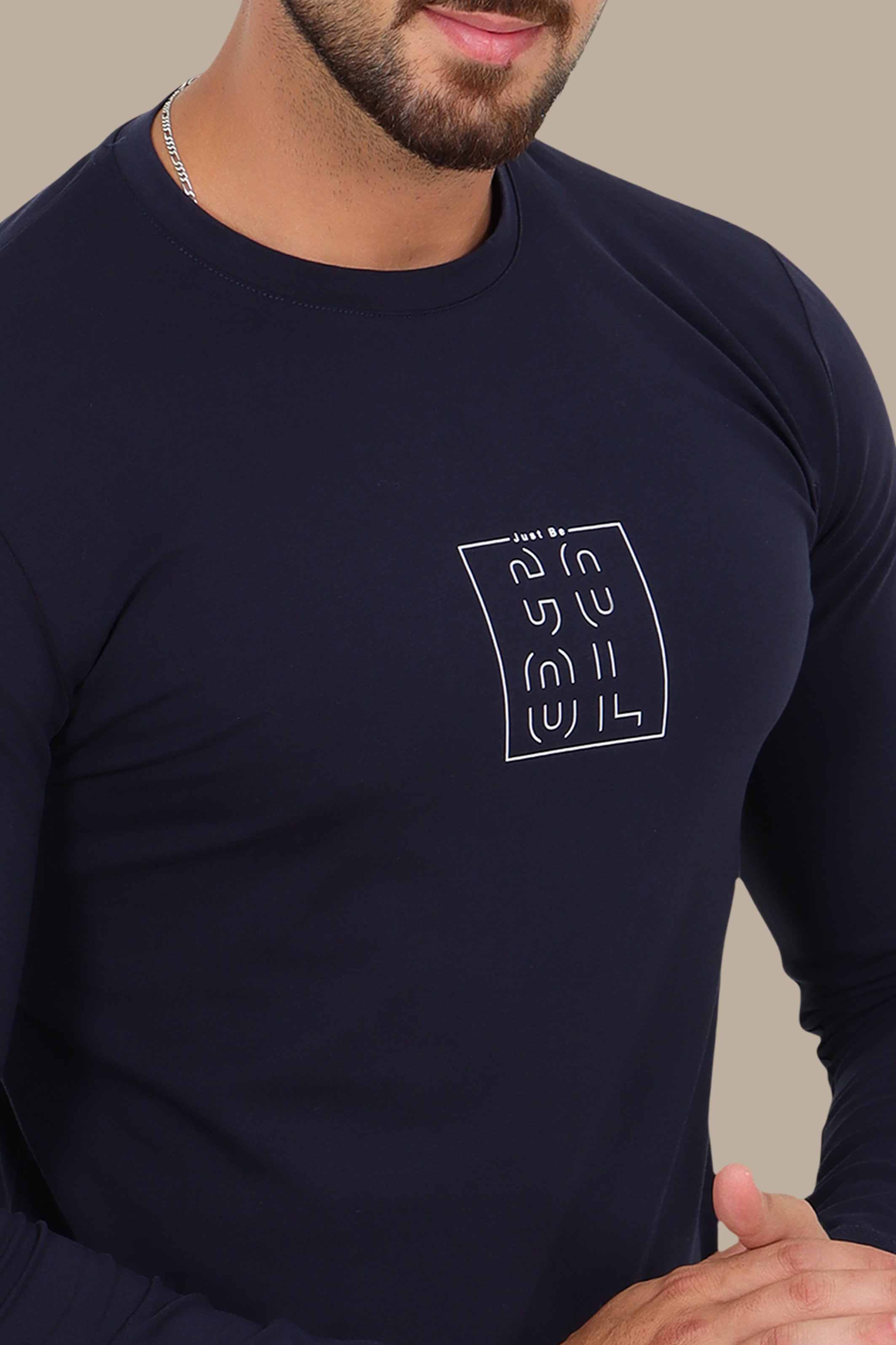 Navy “Just be Cool” Printed Long Sleeve