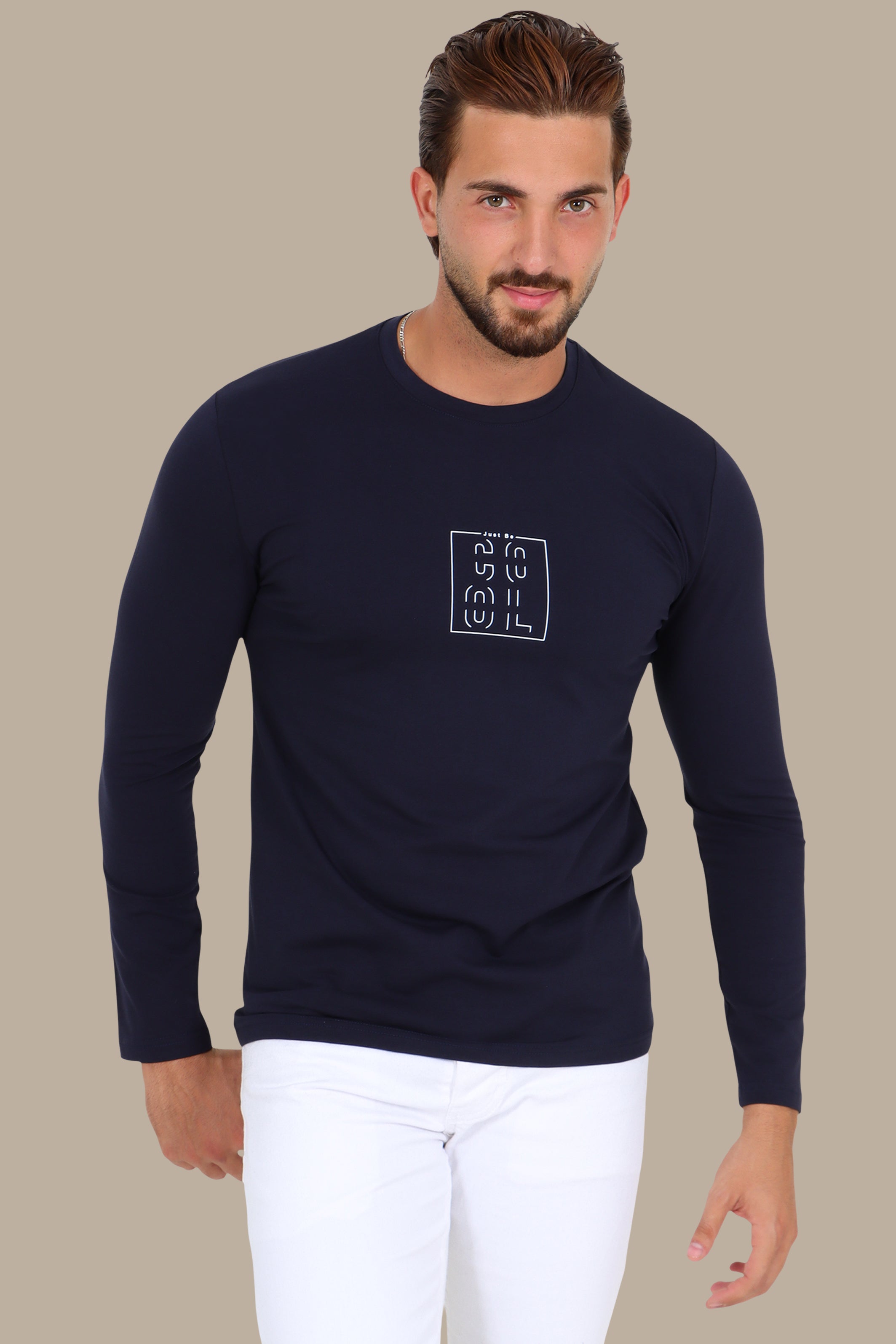 Navy “Just be Cool” Printed Long Sleeve