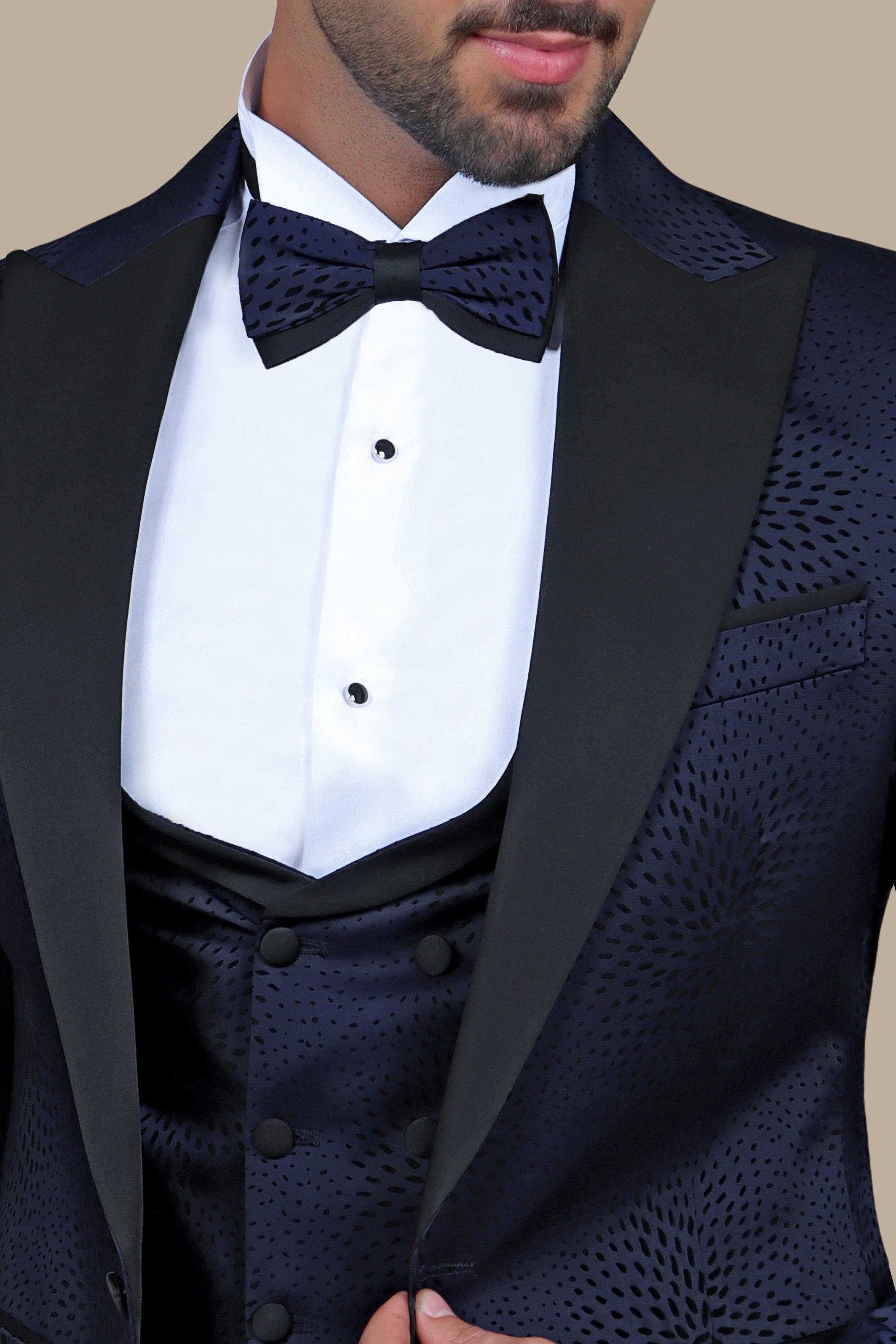 Navy Nights: Tuxedo Flower Velvet 4-Piece Set