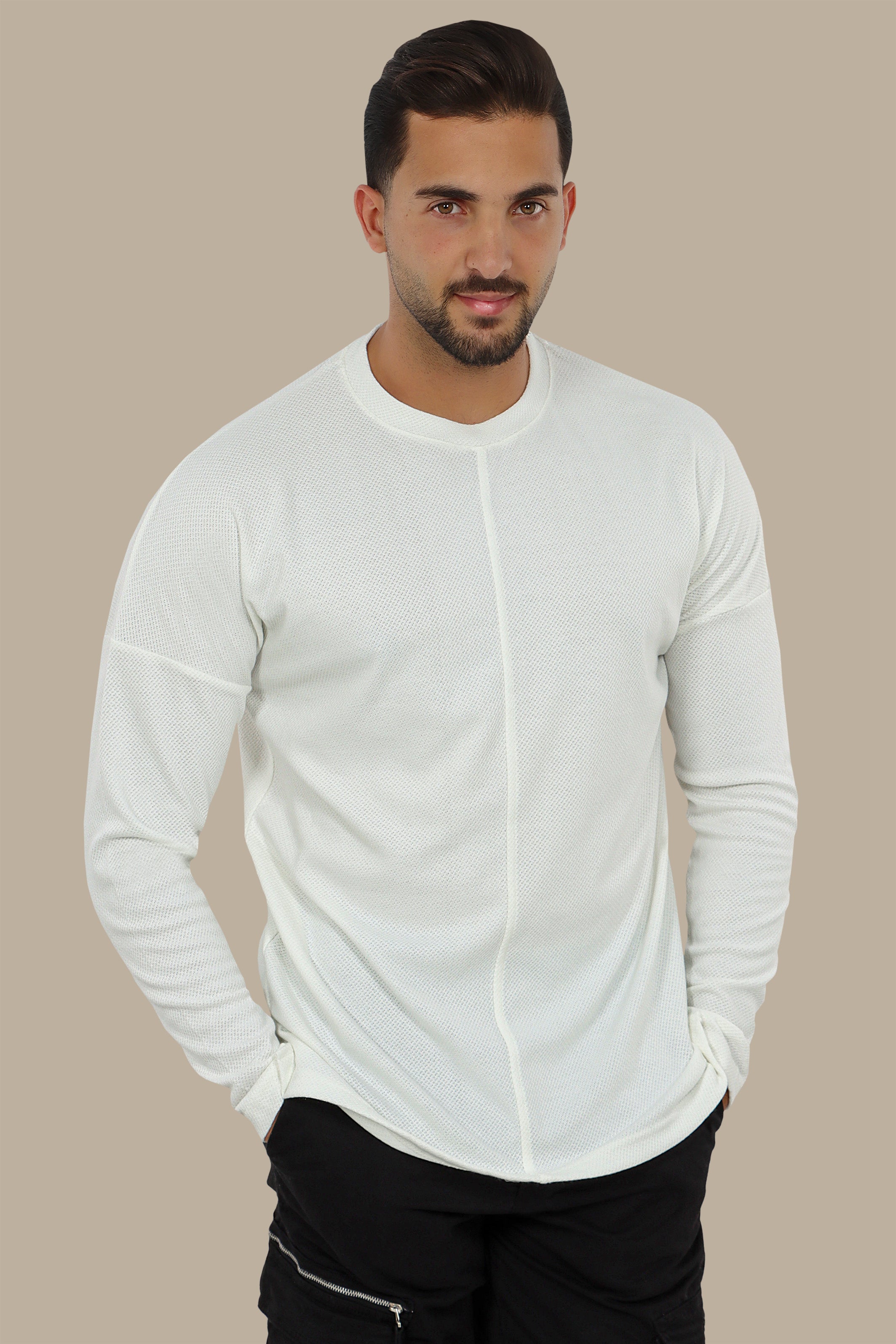 White Structured Top with Mid Cut