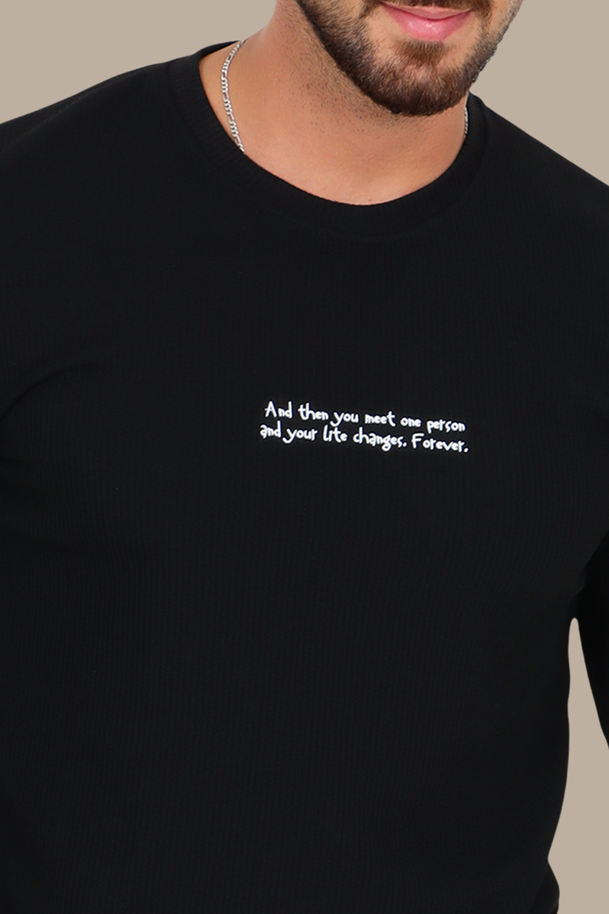 Black “One Person” Ribbed Long Sleeve