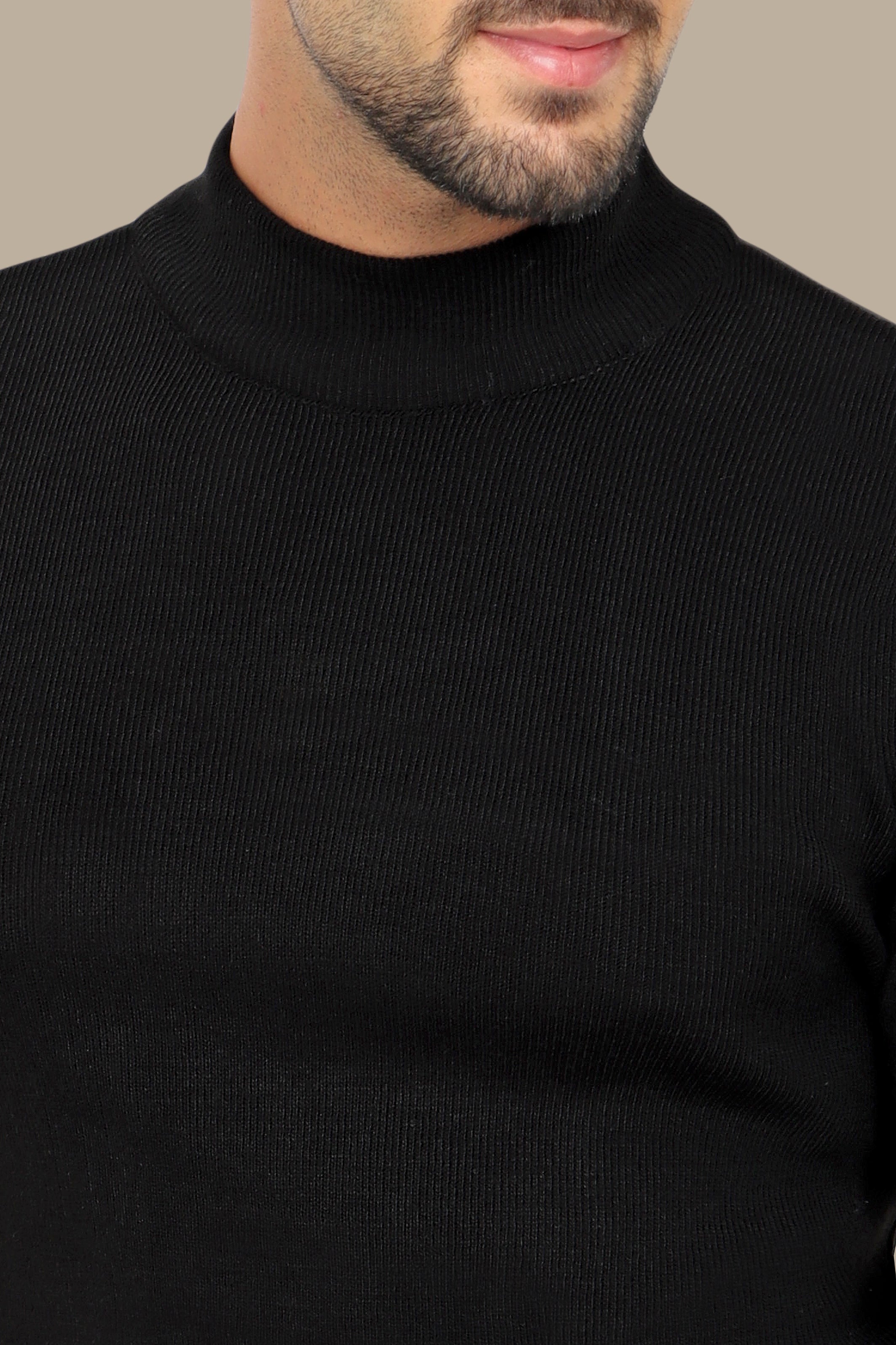 Black High Neck Basic Sweater