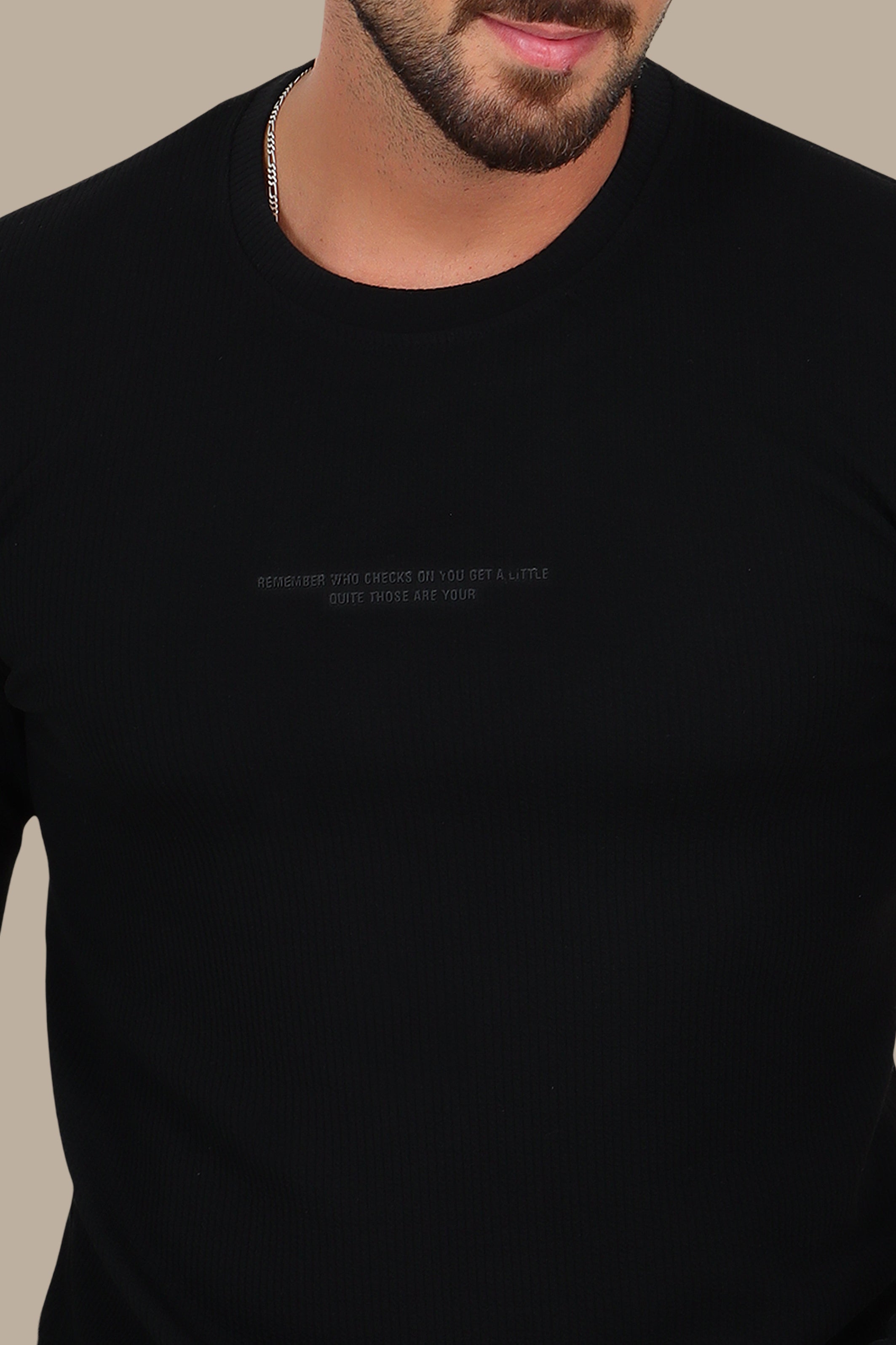 Black “Who Checks” Ribbed Long Sleeve