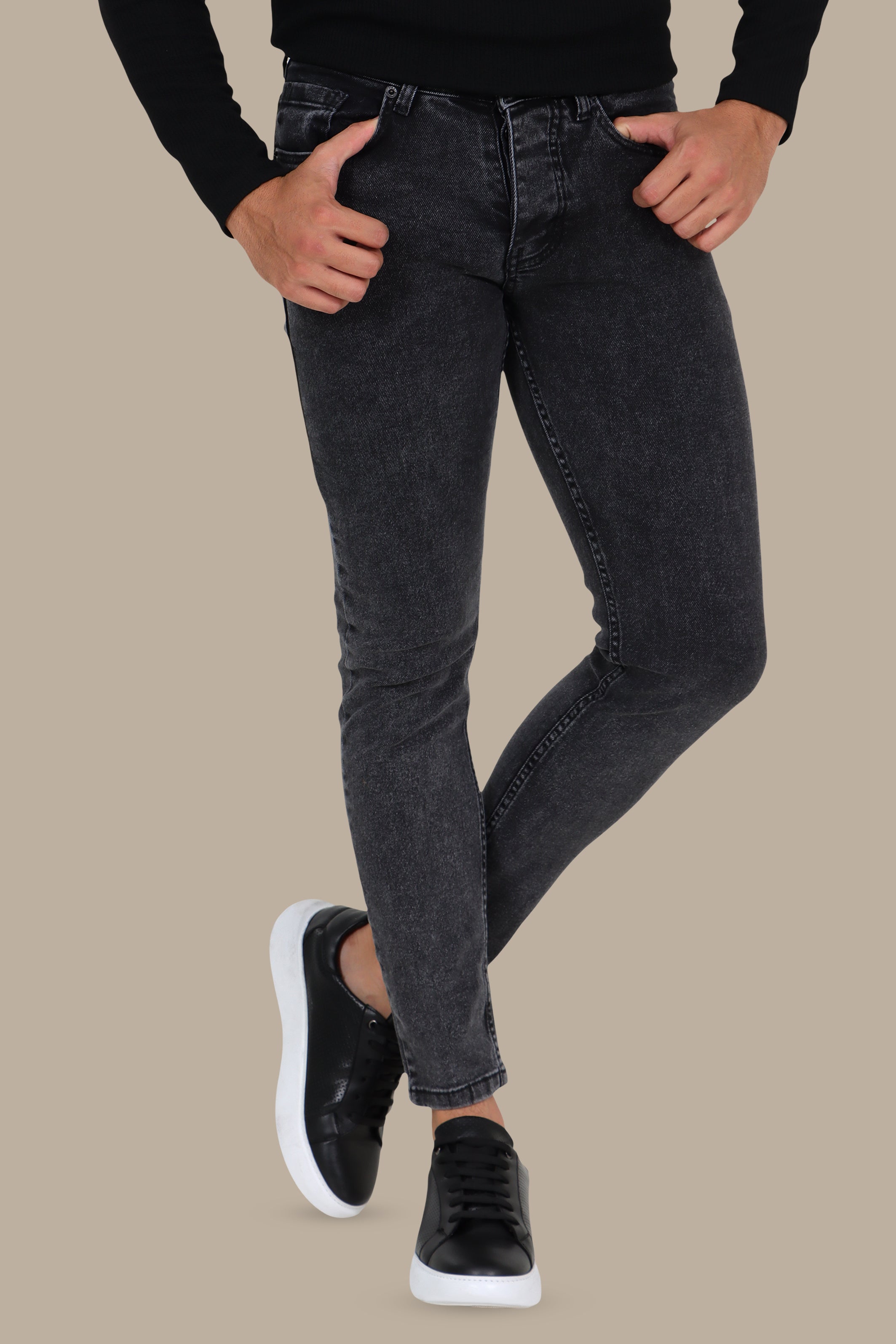 Dark Grey Délavé Slim Jeans