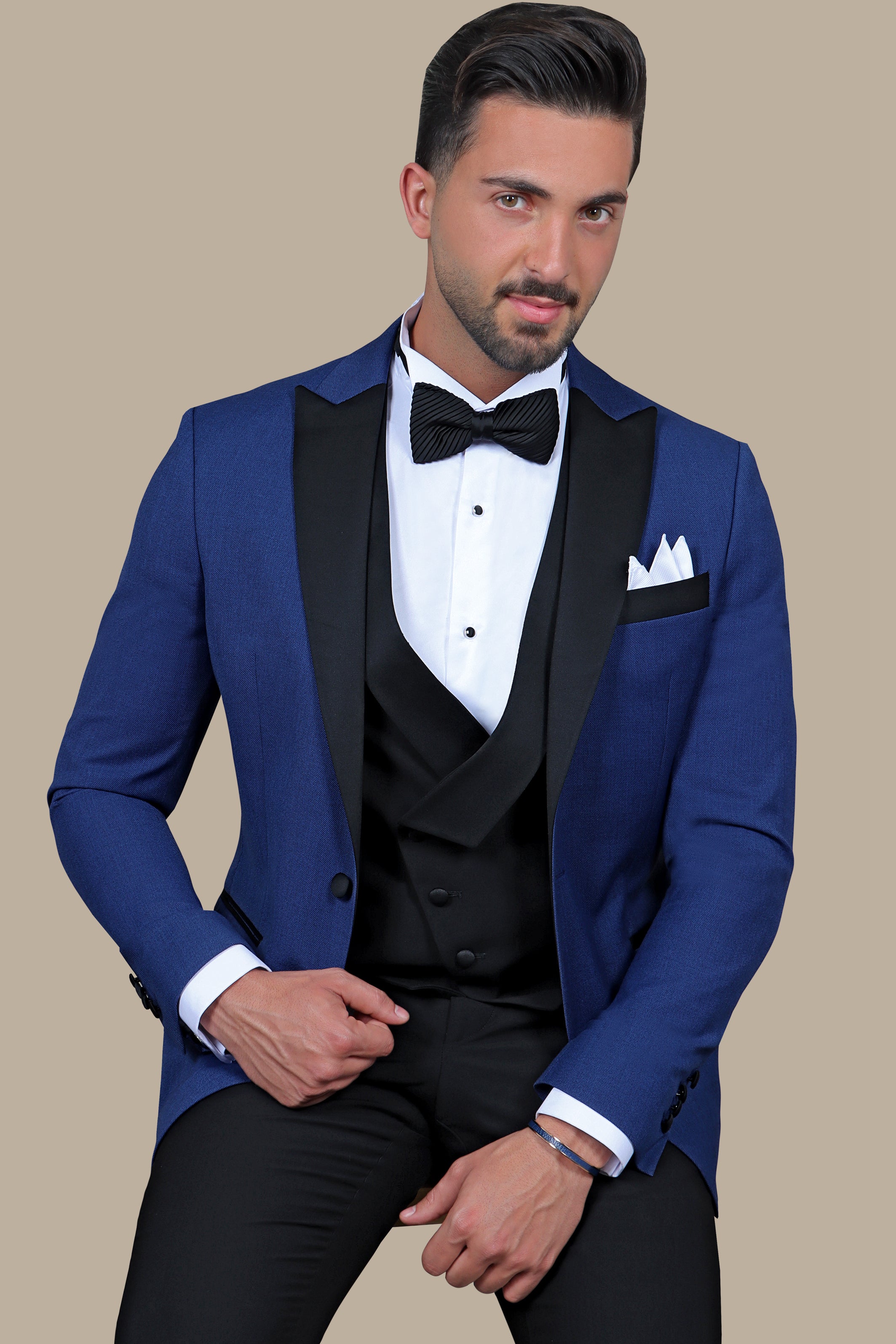 Indigo Chic: Pique Peak 3-Piece Tuxedo