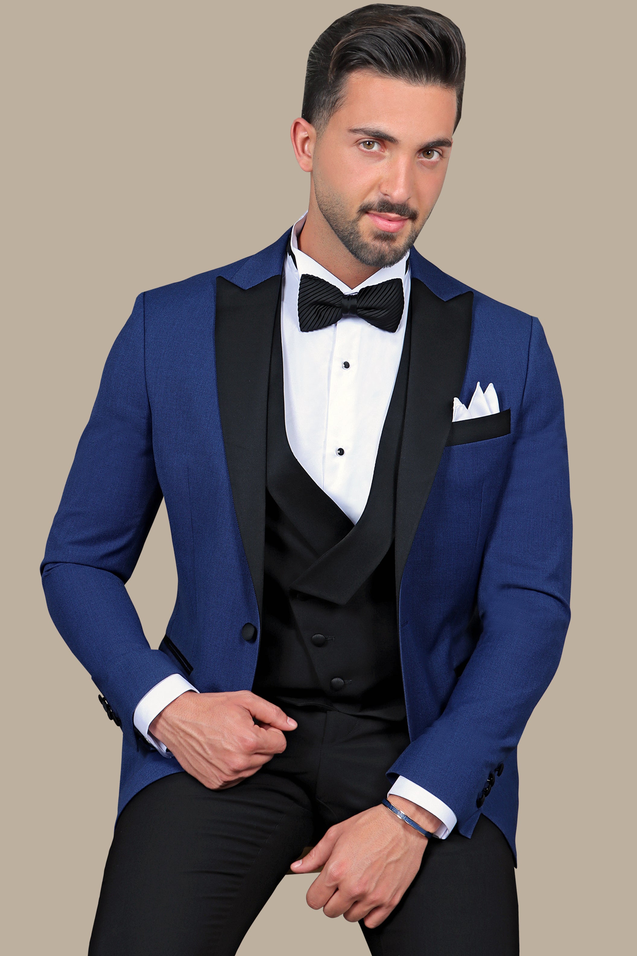 Indigo Chic: Pique Peak 3-Piece Tuxedo