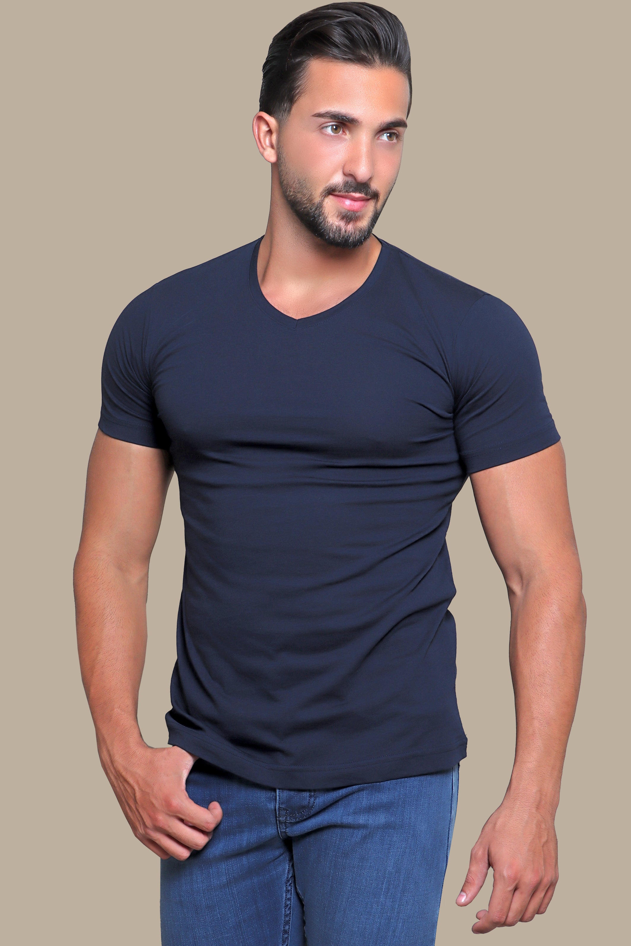 Navy Basic V-Neck T-Shirt