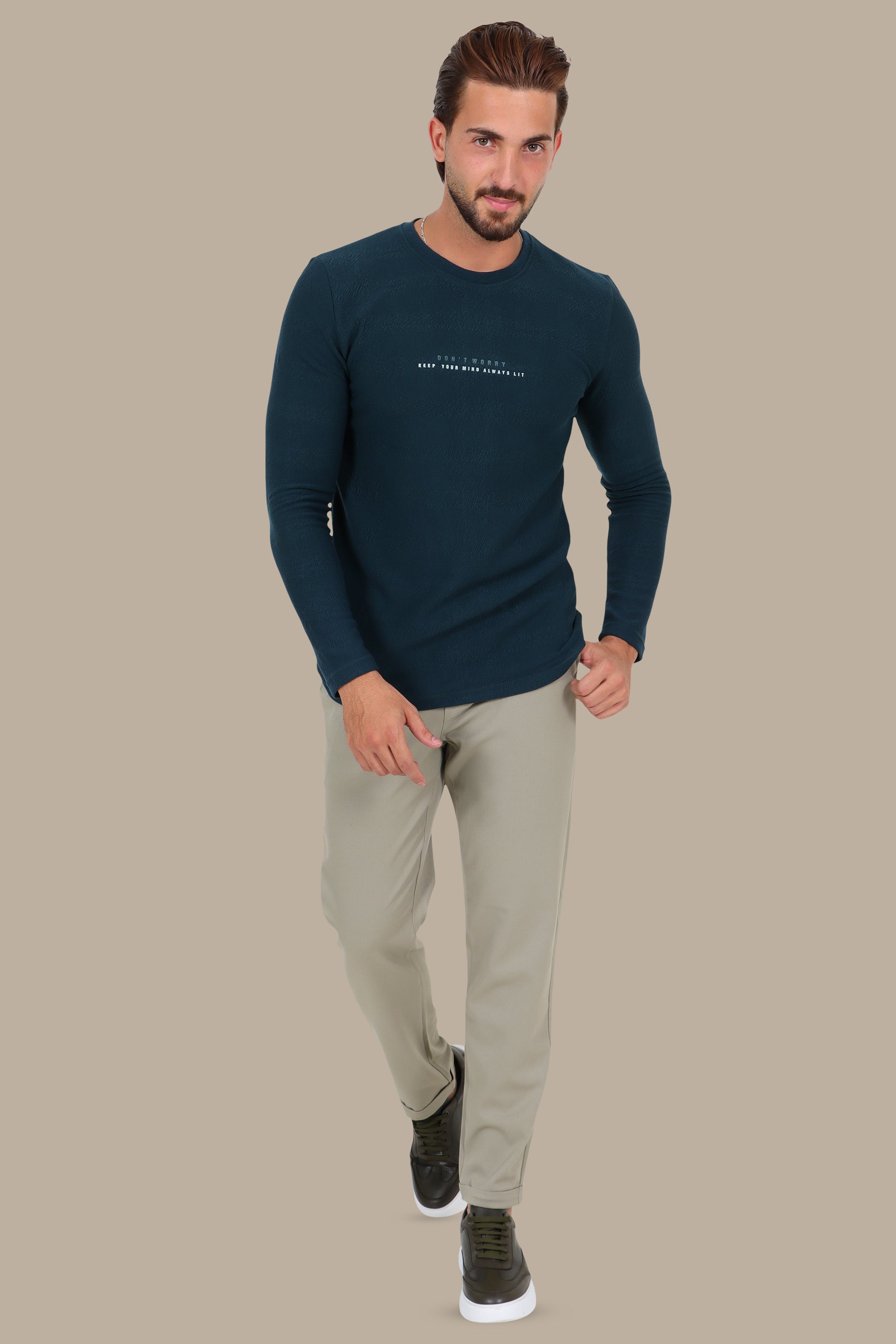 Dark Green “Don't Worry” Bubbles Long Sleeve