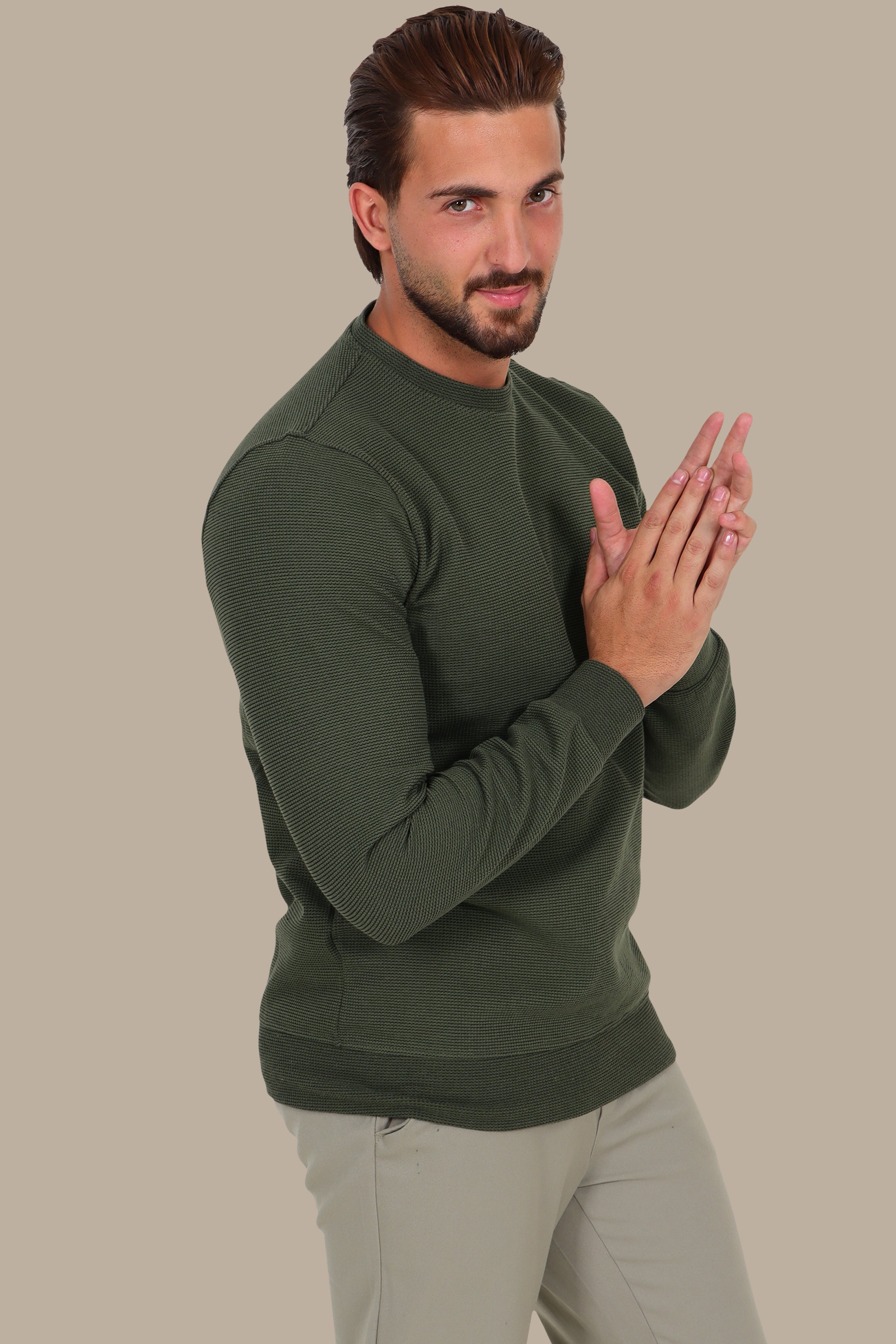 Khaki Structured Sweatshirt