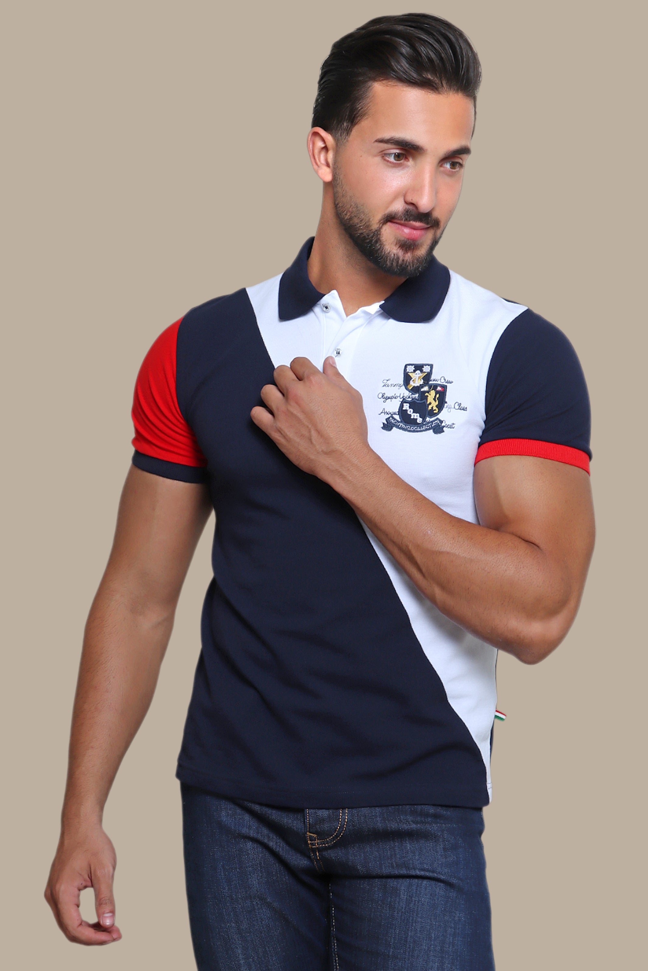 White Polo with Patch Detail