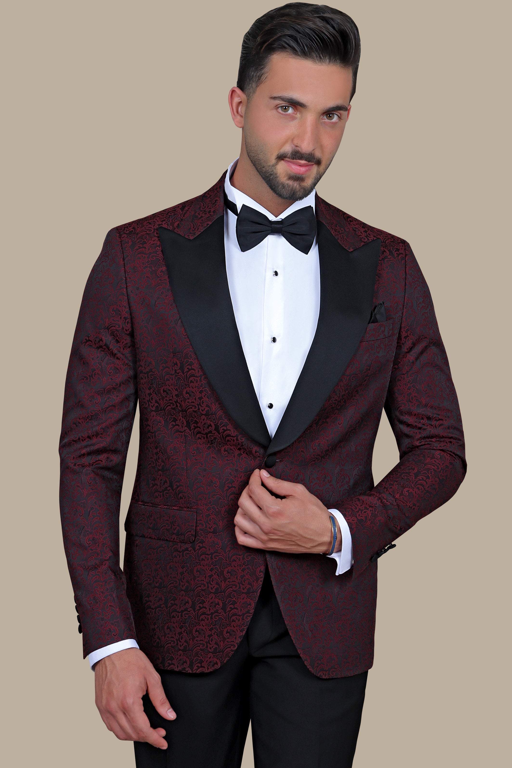 Burgundy Leaf Tuxedo FV: Elegant & Stylish