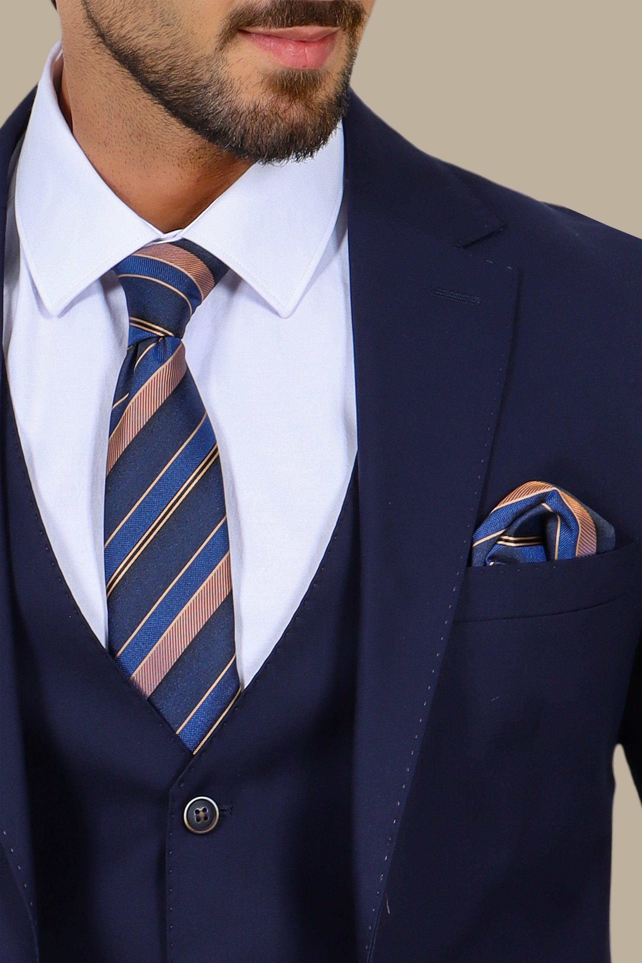 Navy 3-Piece Notch Lapel Suit