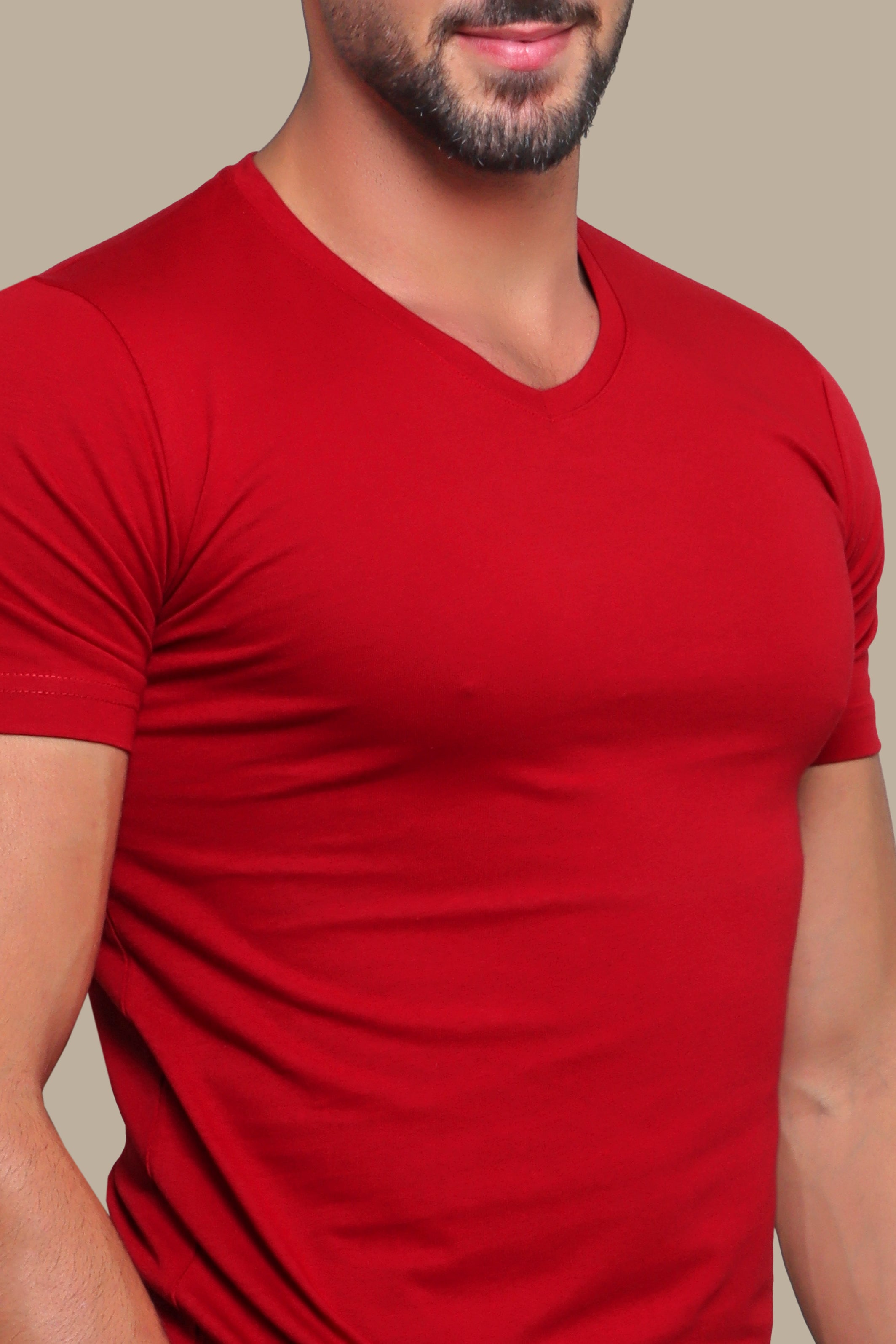 Red Basic V-Neck T-Shirt