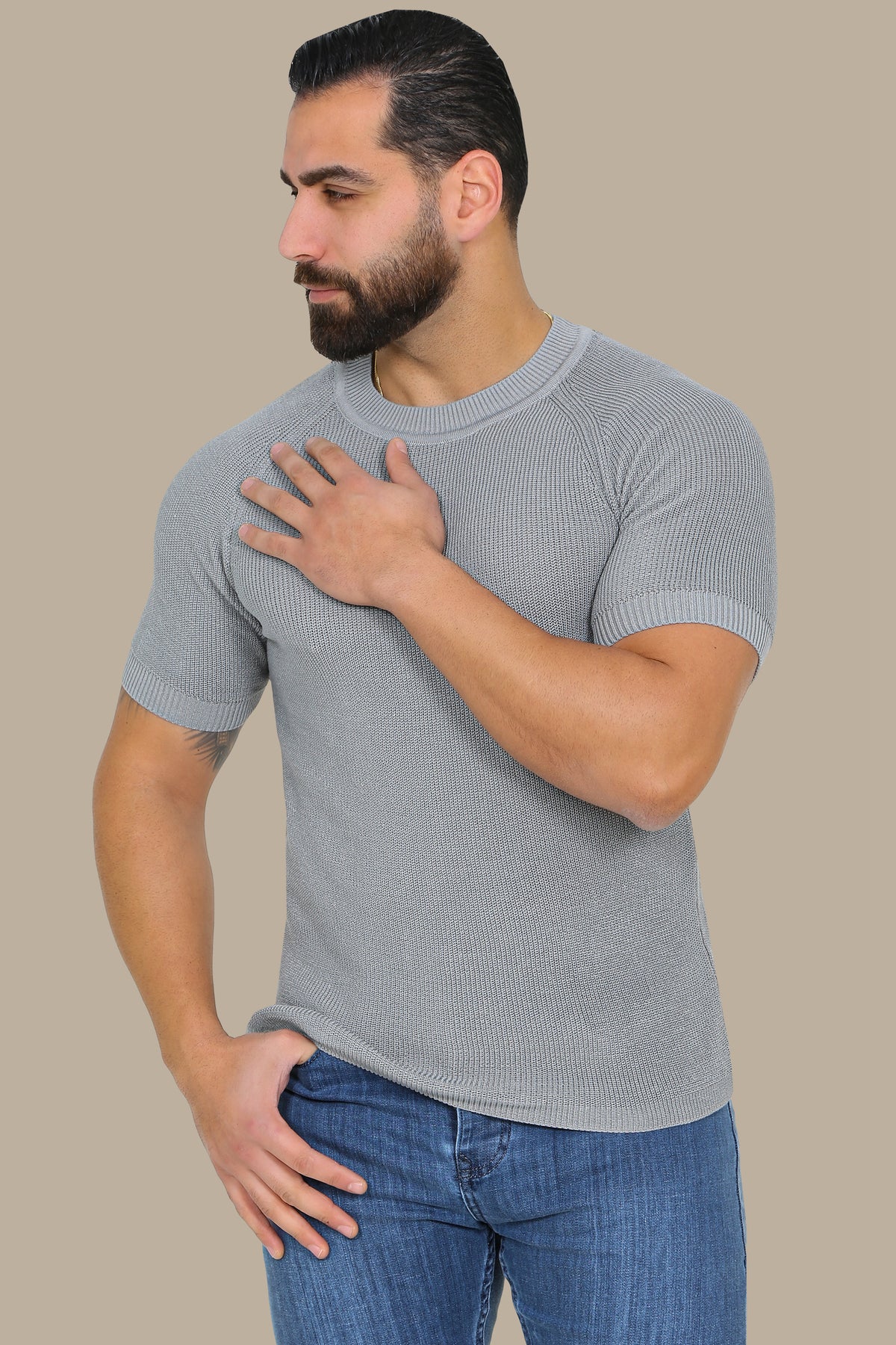 Knitted Round Neck T-Shirt