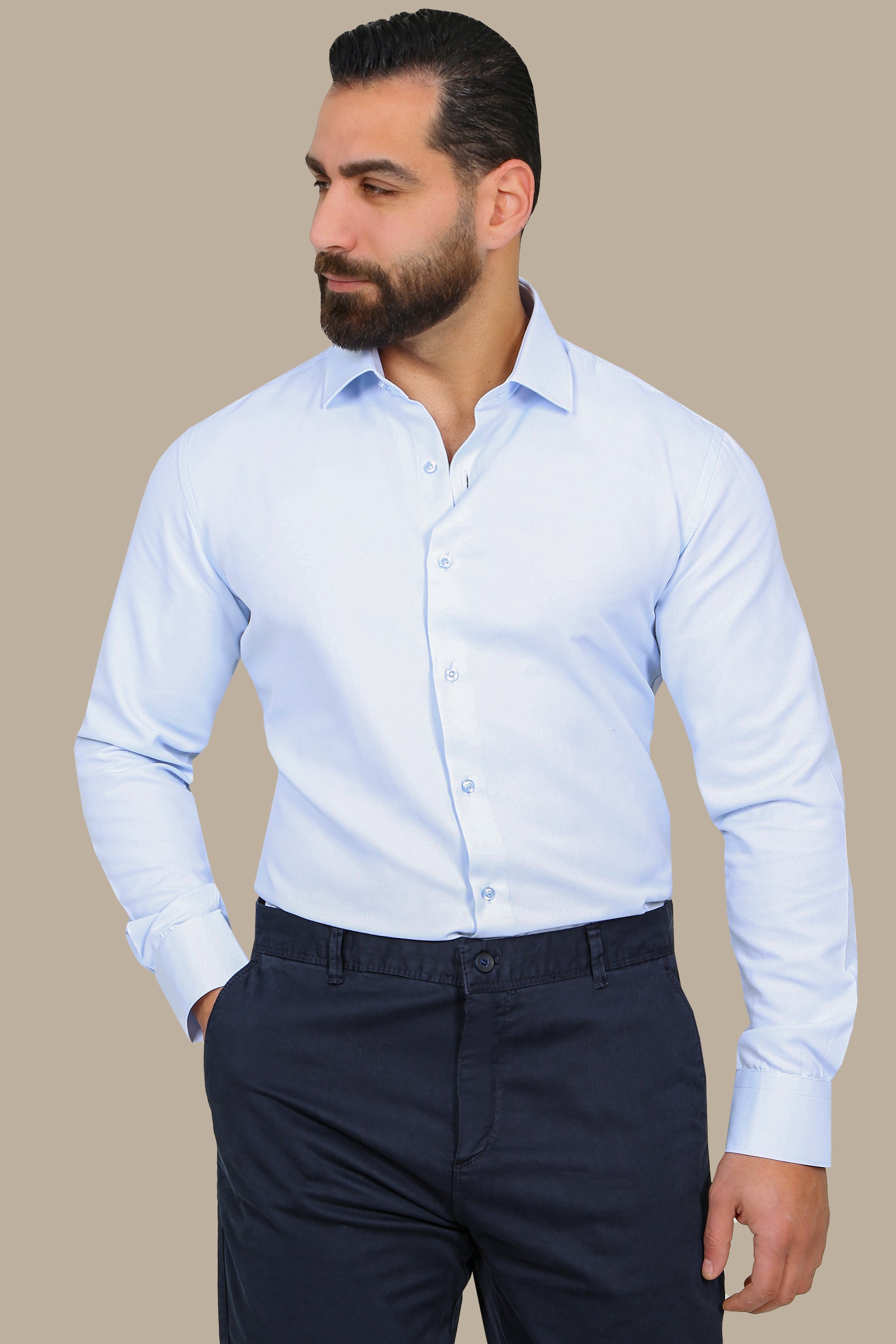 Structured Regular Light Blue Shirt