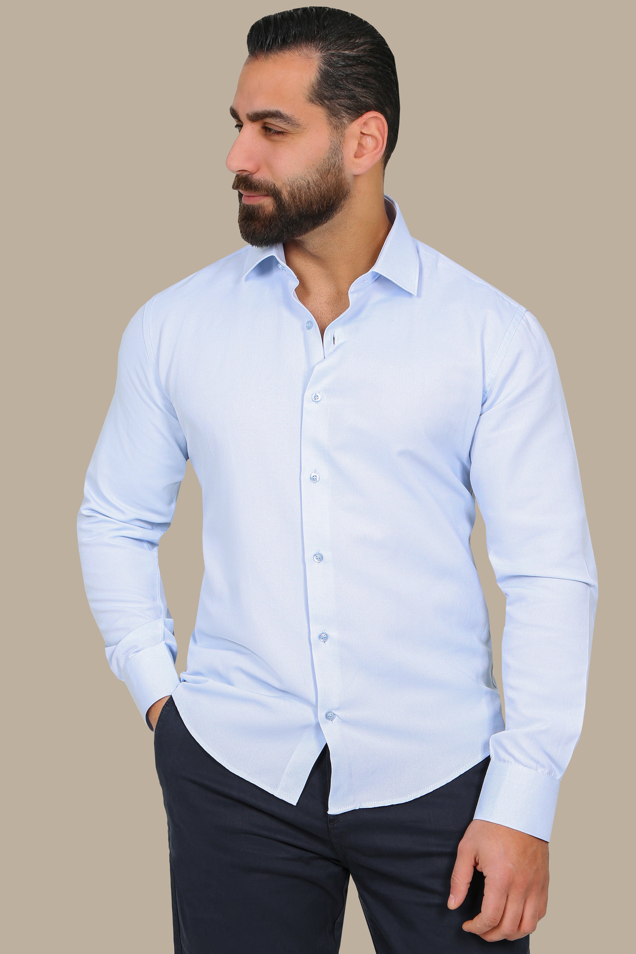 Structured Regular Light Blue Shirt