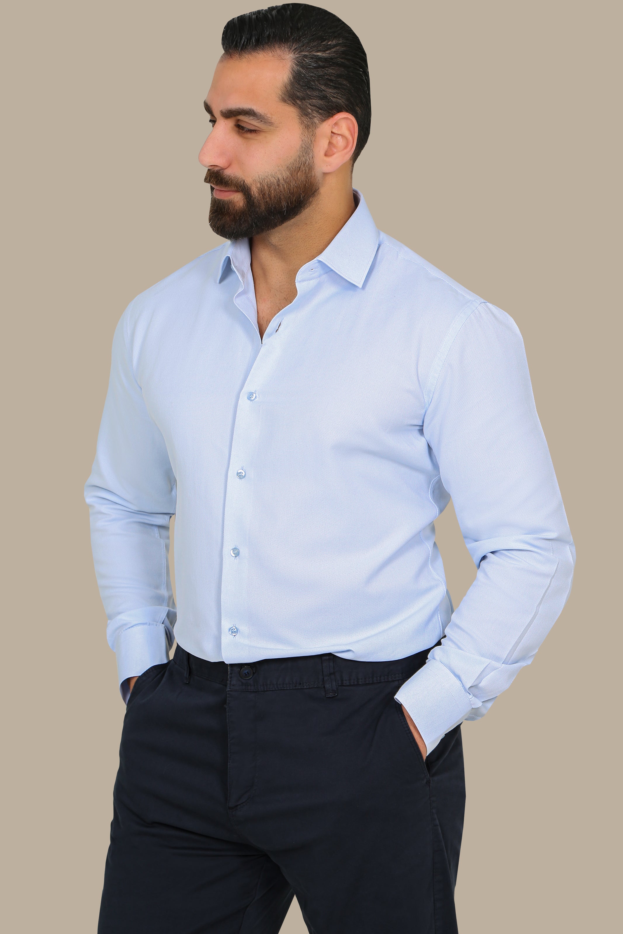 Structured Regular Light Blue Shirt