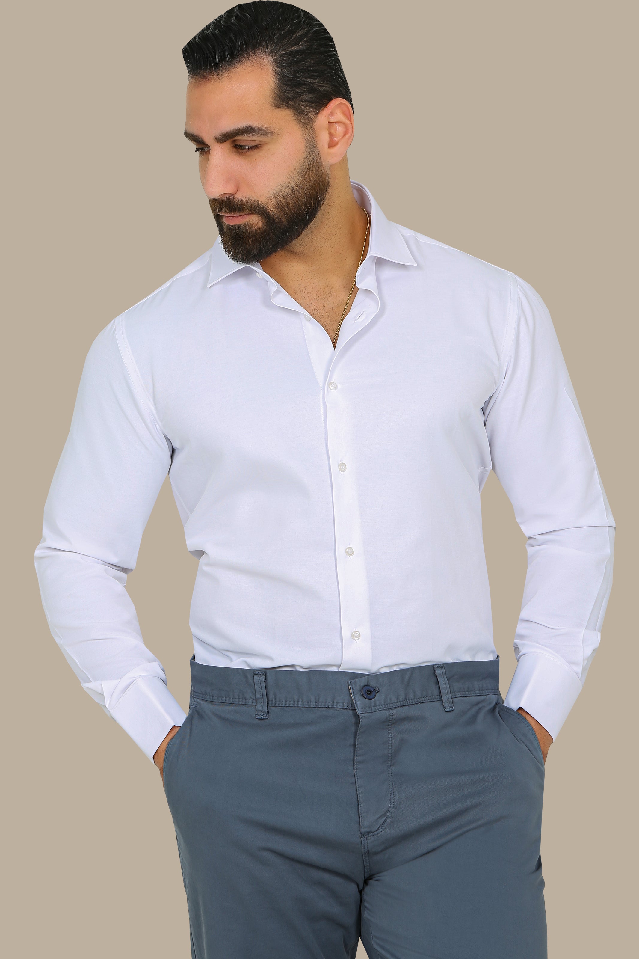 White Linen Eiffel Regular Shirt: Crisp & Classic