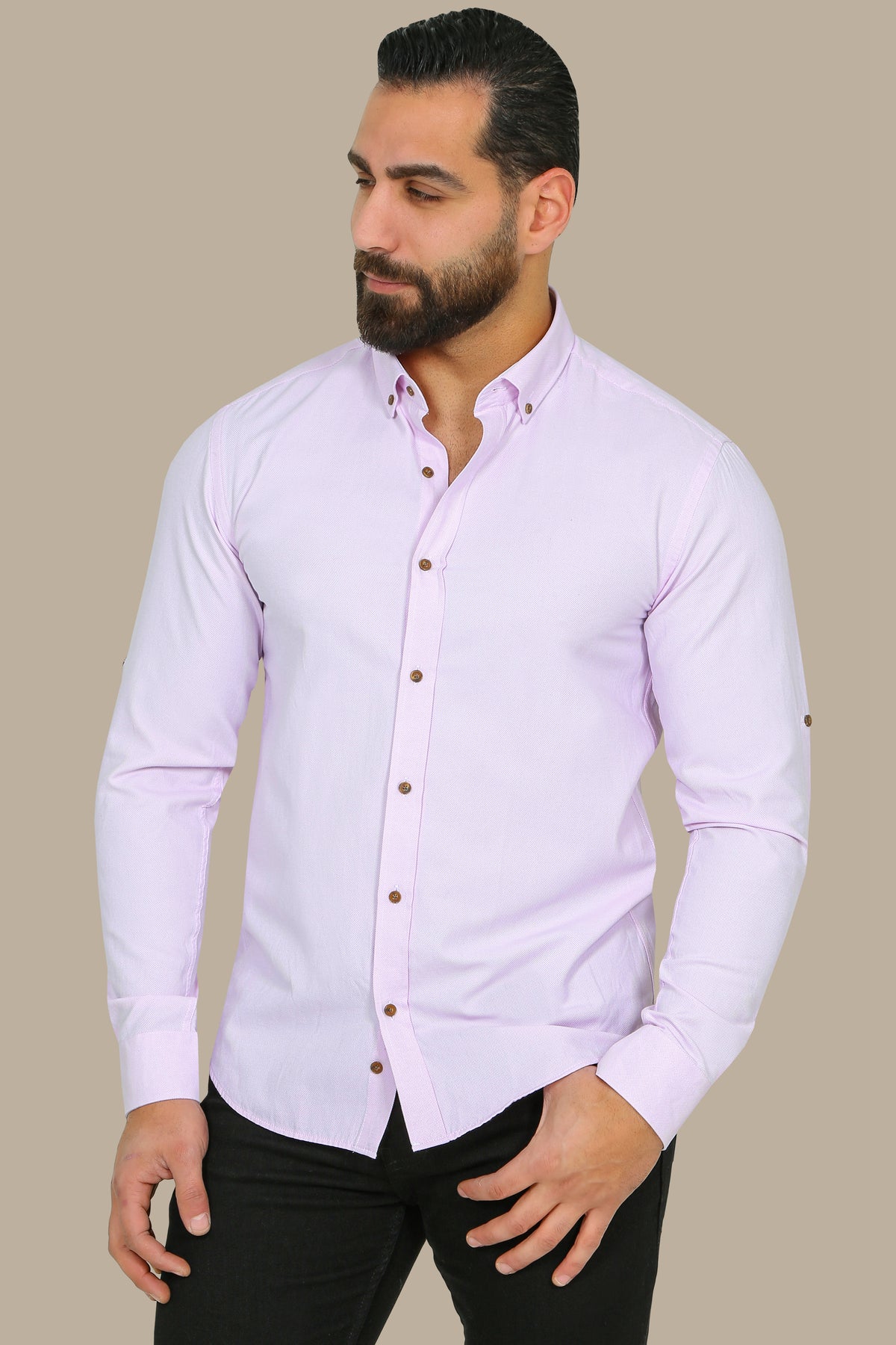 Elegant Rose: Men's Pink Oxford Casual Shirt