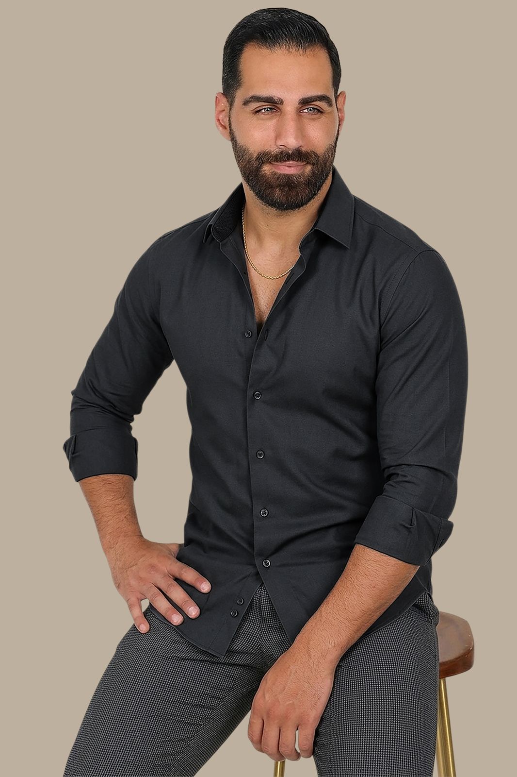 Black Chambray Slim-Fit Shirt