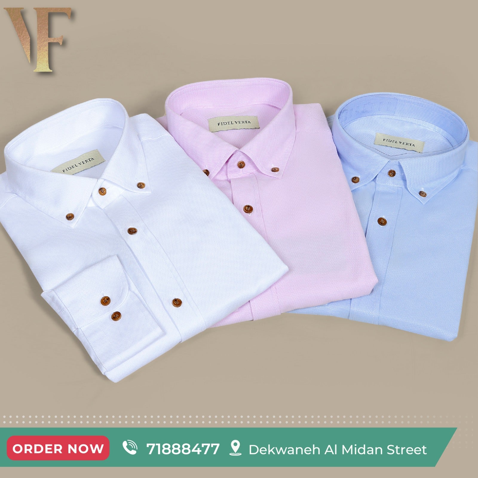 3 Shirts color white, pink, light blue