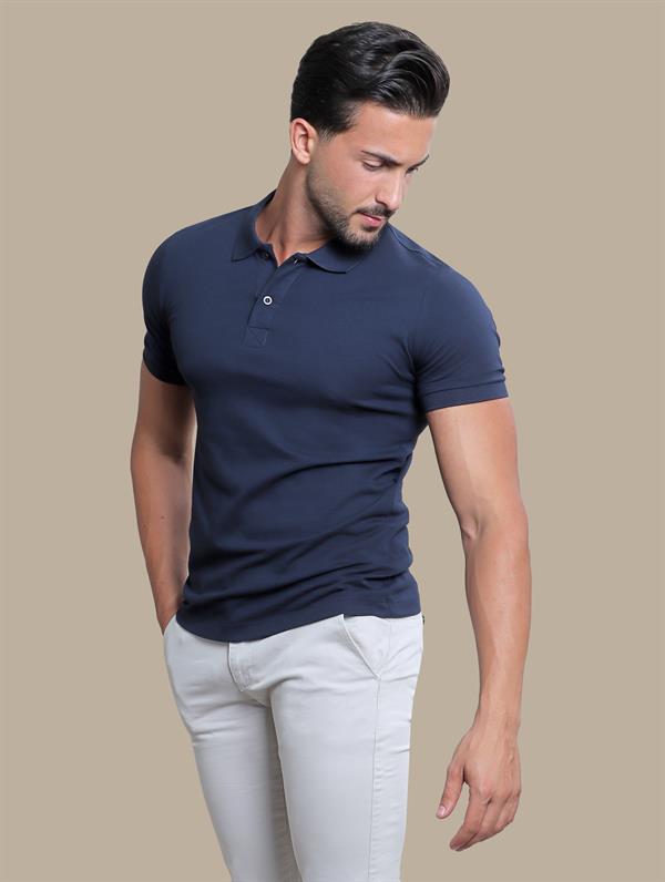 Navy Basic Piqué Polo