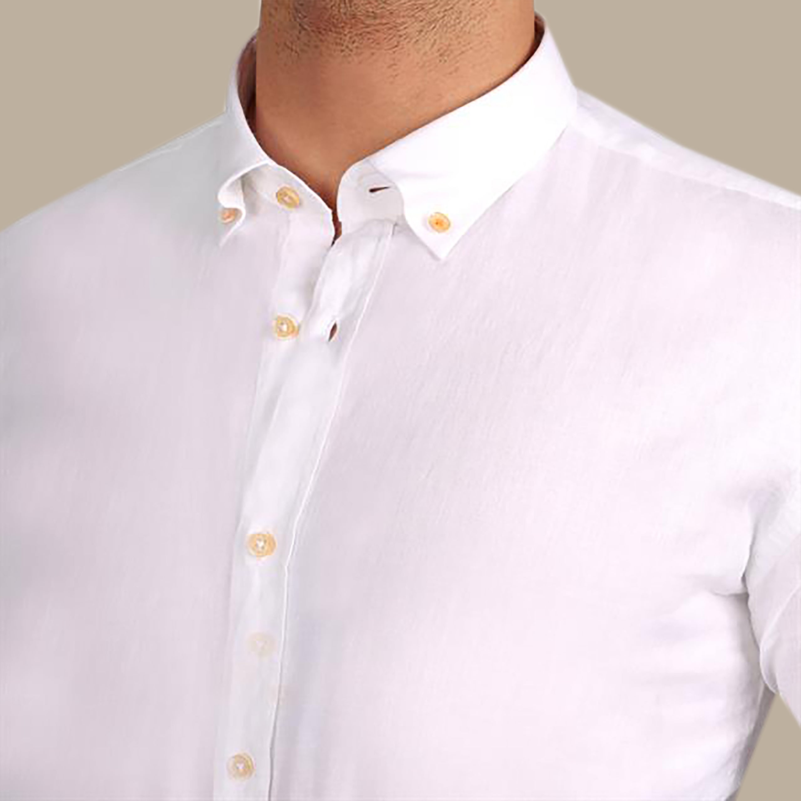 White Linen Collar Shirt