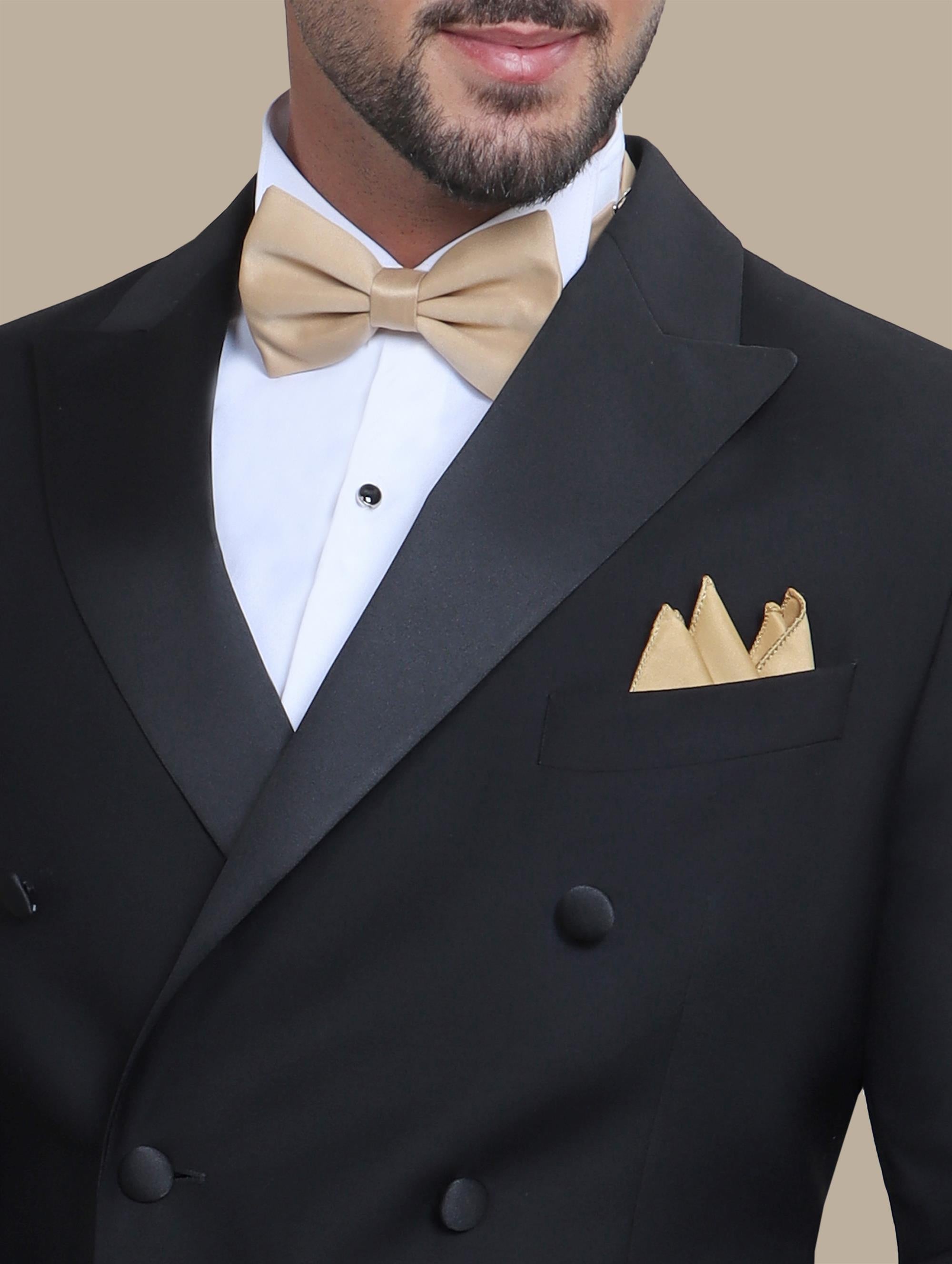 Black Double-Breasted Tuxedo with Peak Lapel