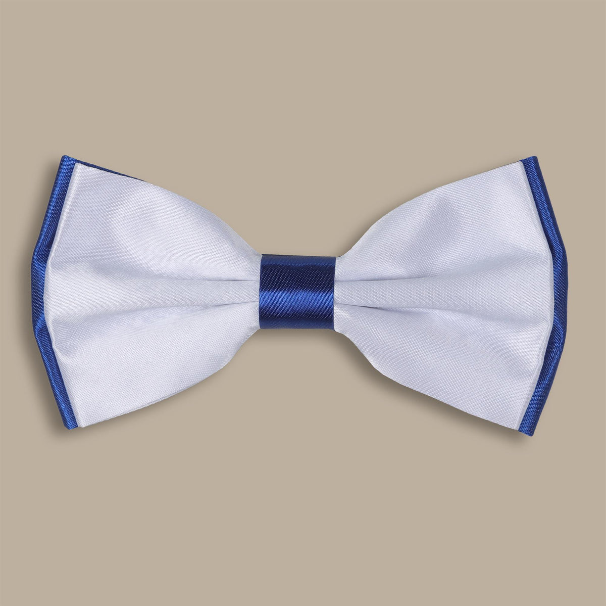 Indigo and White Double-Face Satin Bowtie