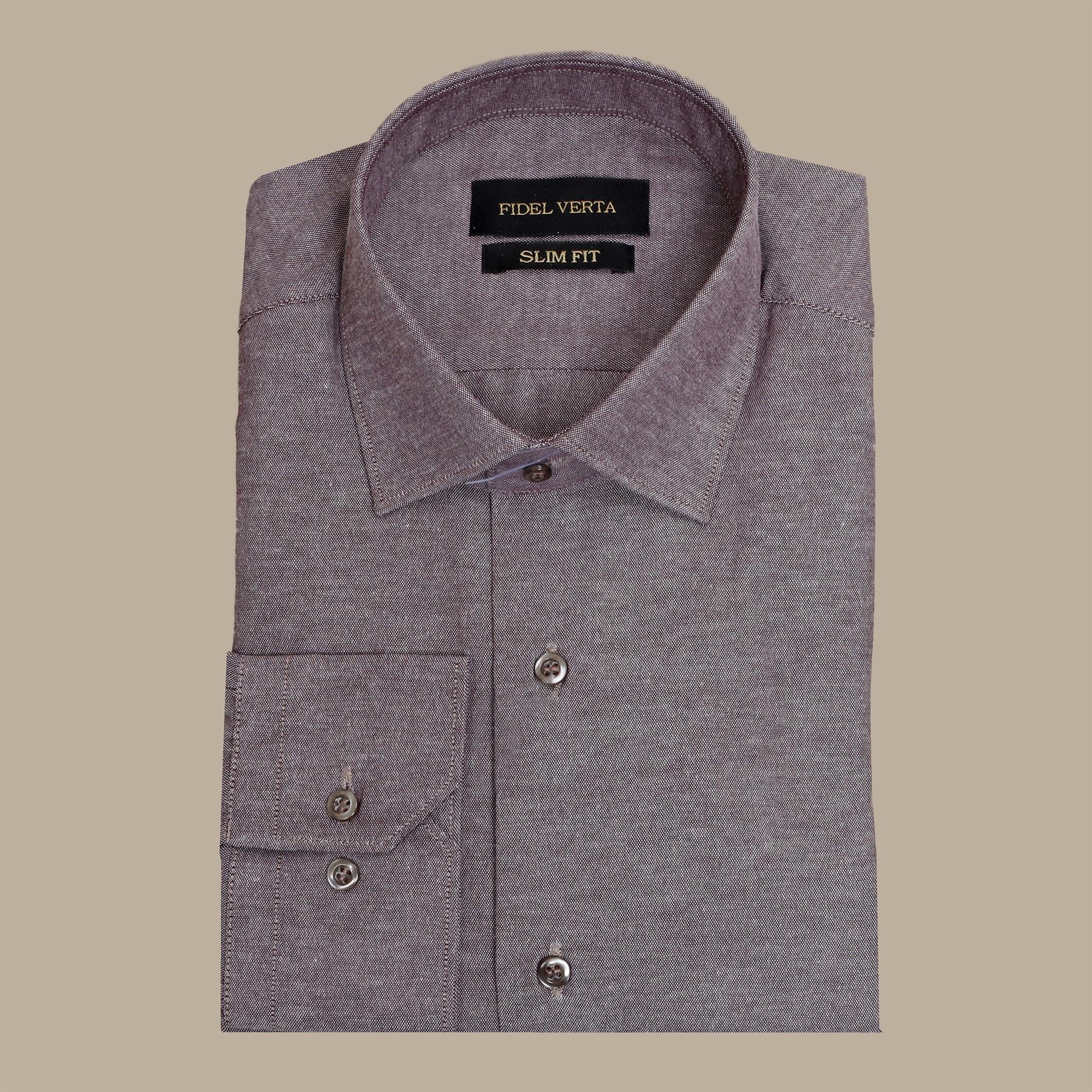 Shirt Chambray Slim Fit | Brown