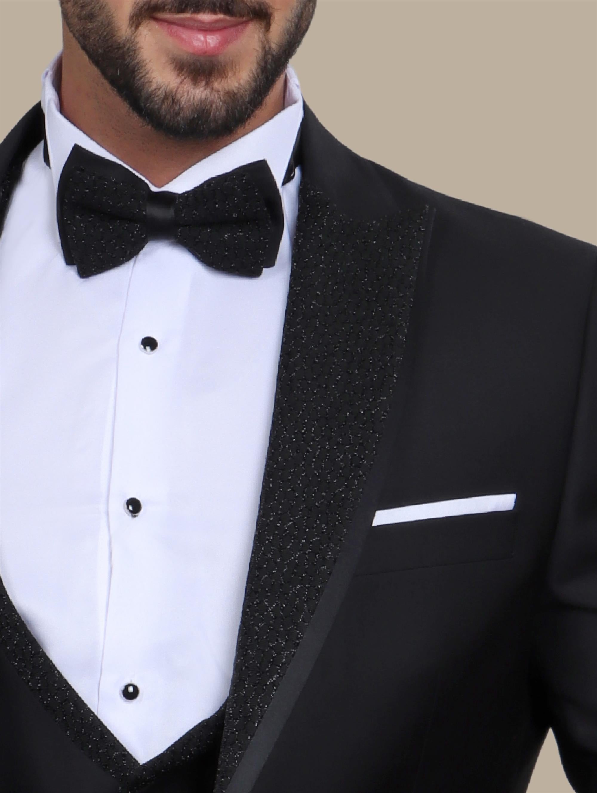 Tuxedo Jacquard Collar 4 Pcs | Black