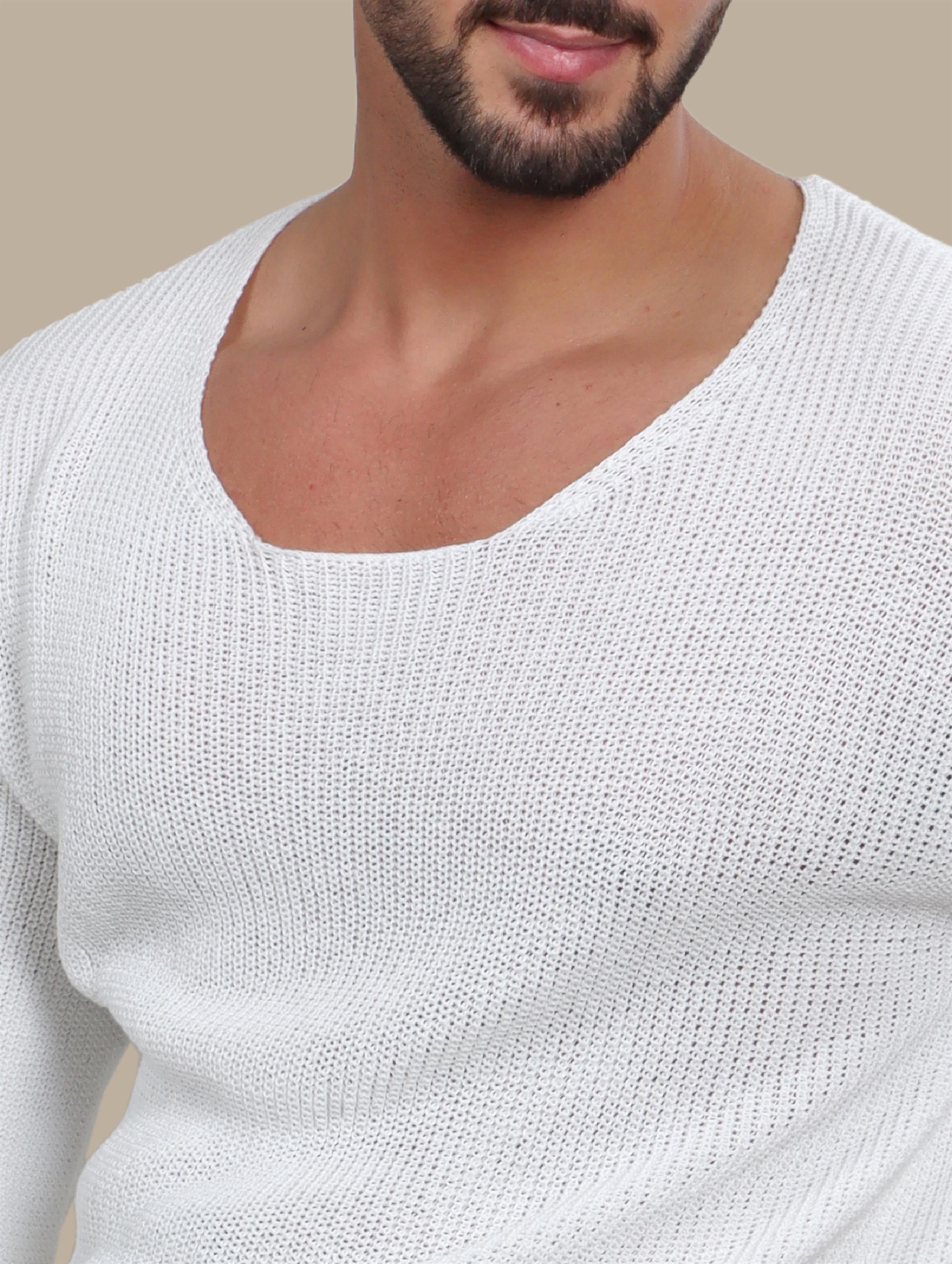 T-Shirt oversized 3/4 Knitted | White