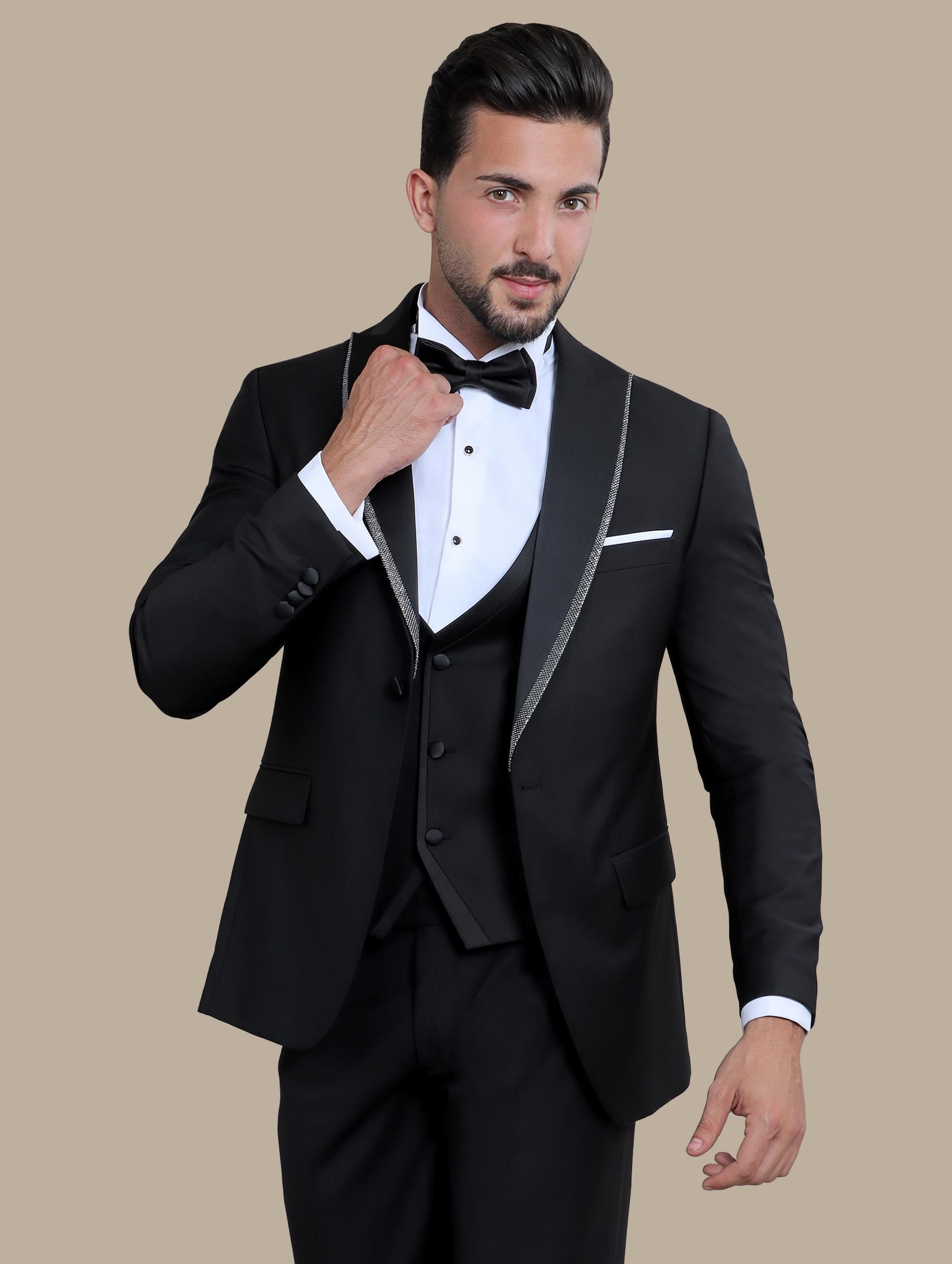 Tuxedo Piping Silver 4 Pcs | Black