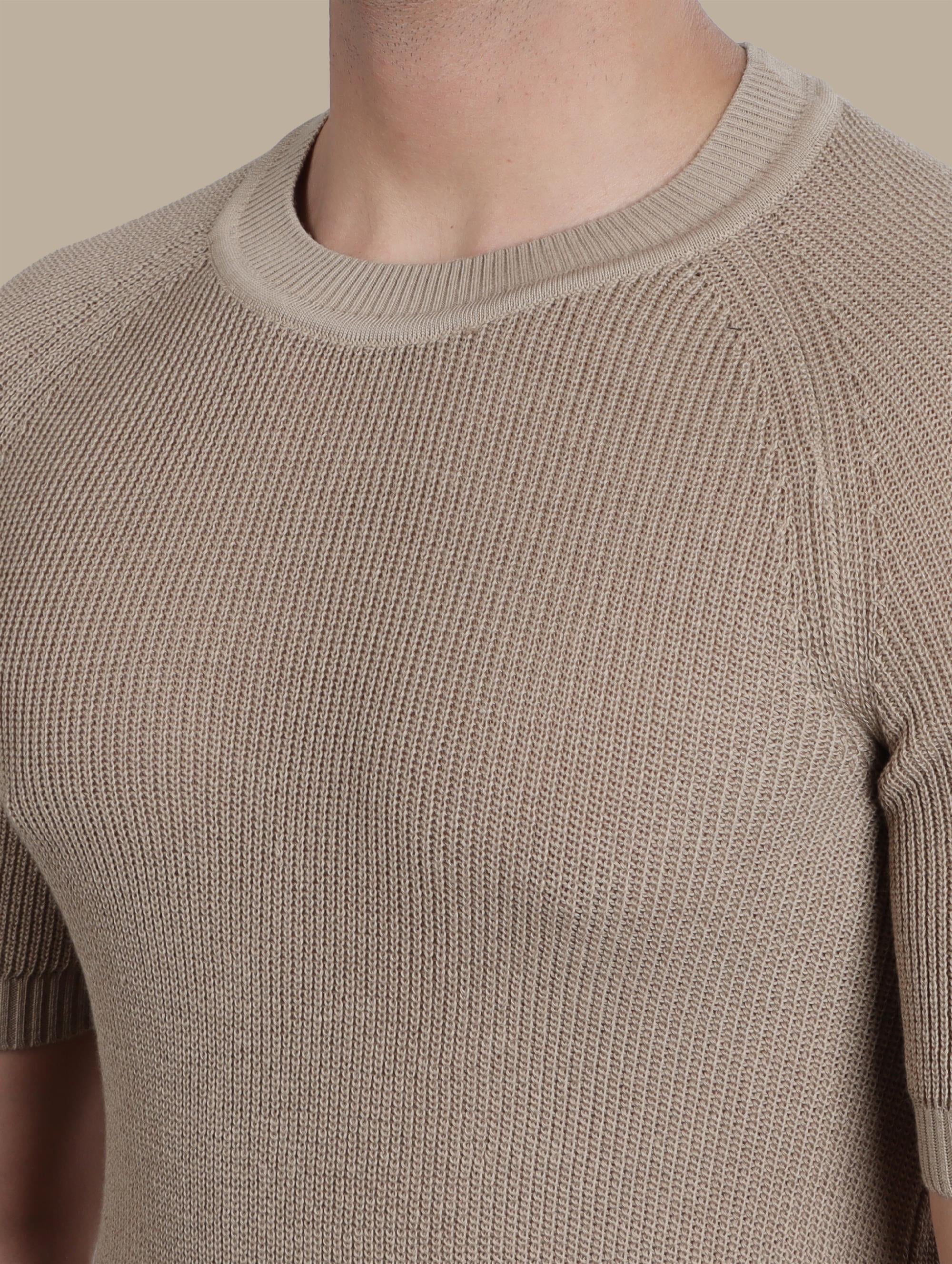 T-shirt Round Neck Knitted | Beige