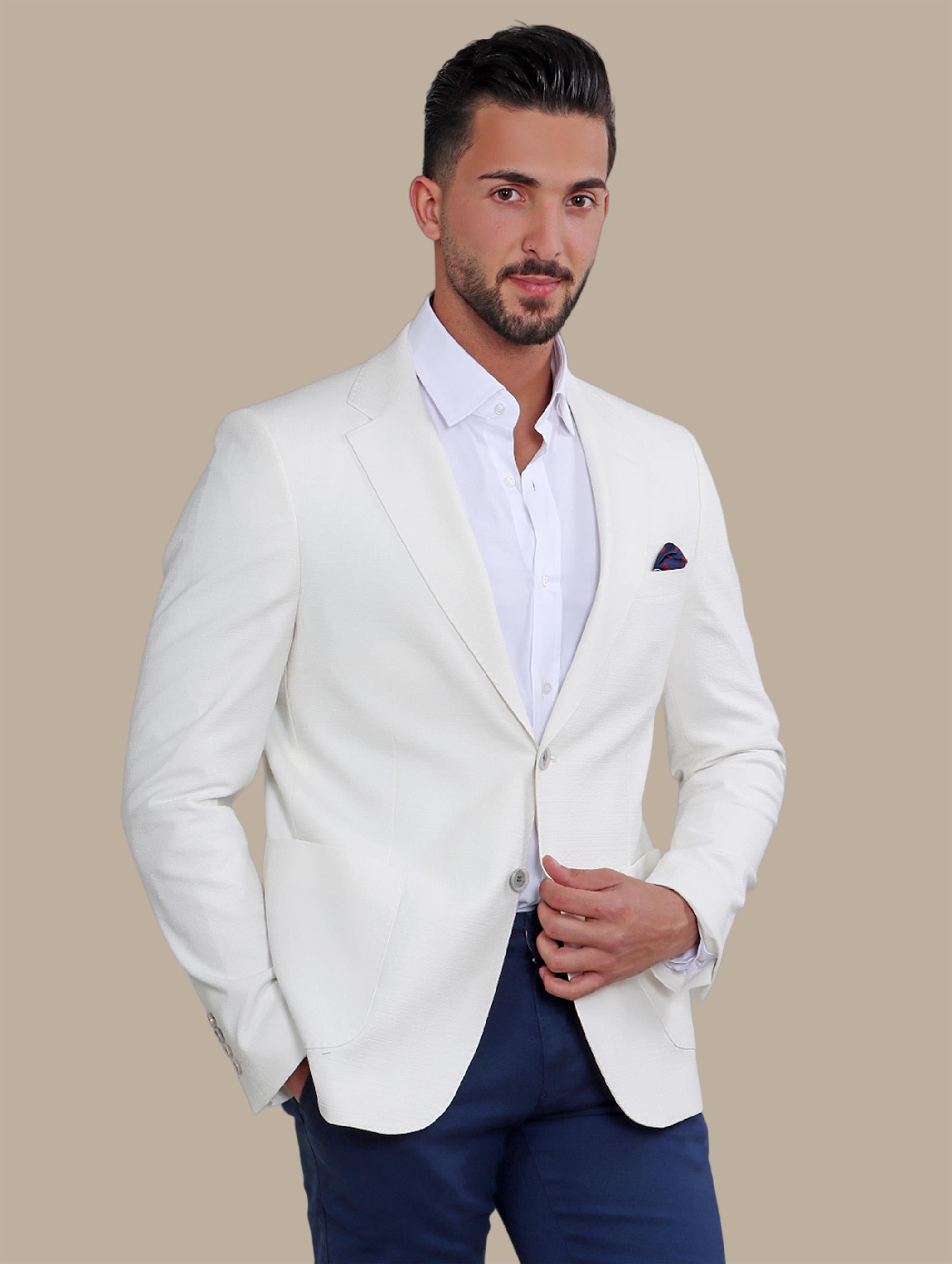 White Notch Lapel Blazer Patch