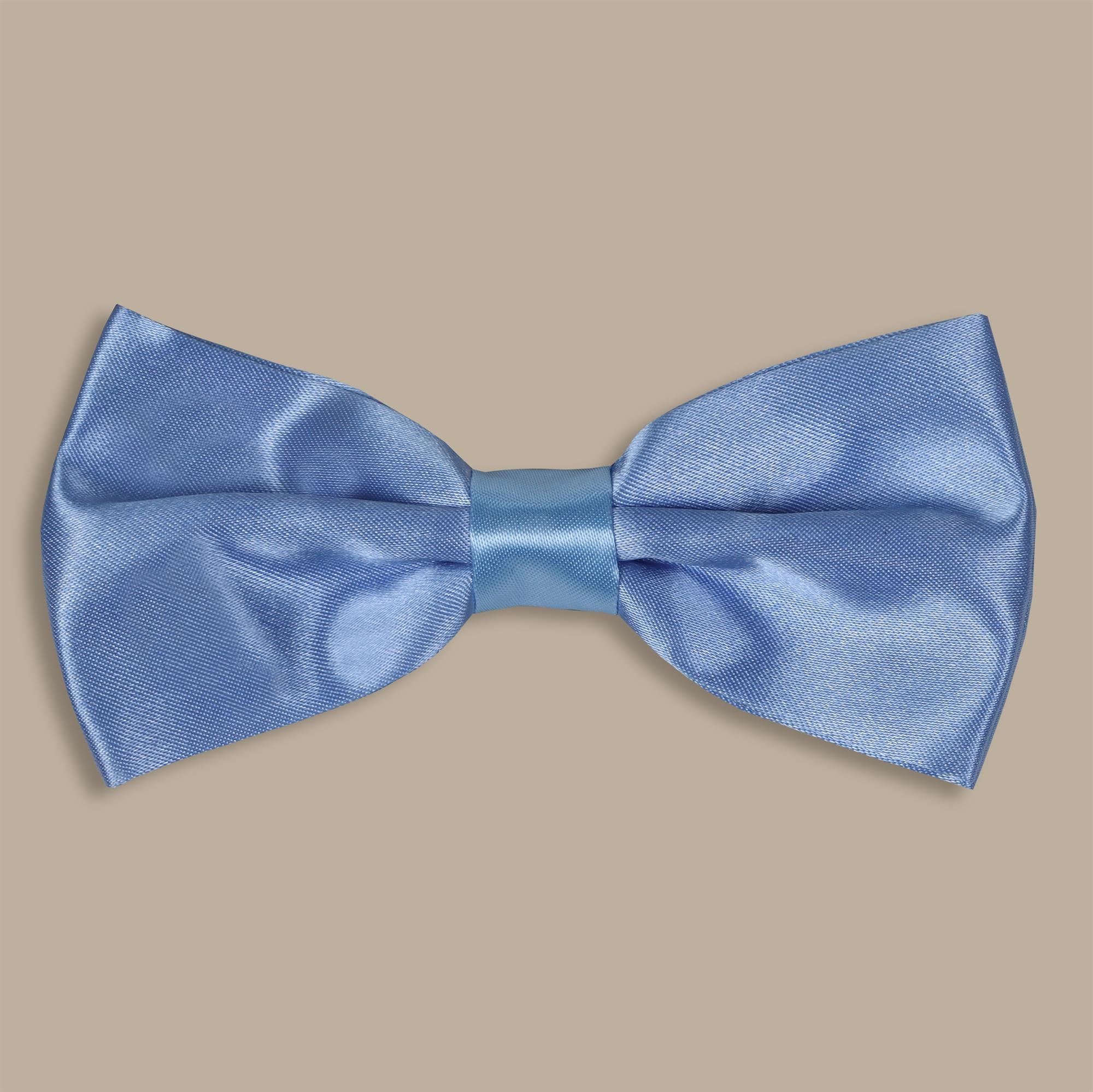 Light Blue Plain Satin Bowtie