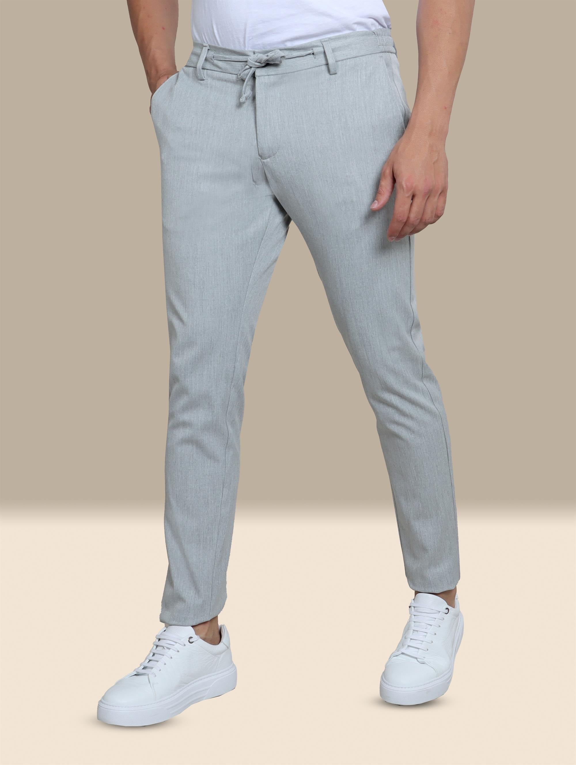 Basic Jogger Fashion Trousers in Light Grey