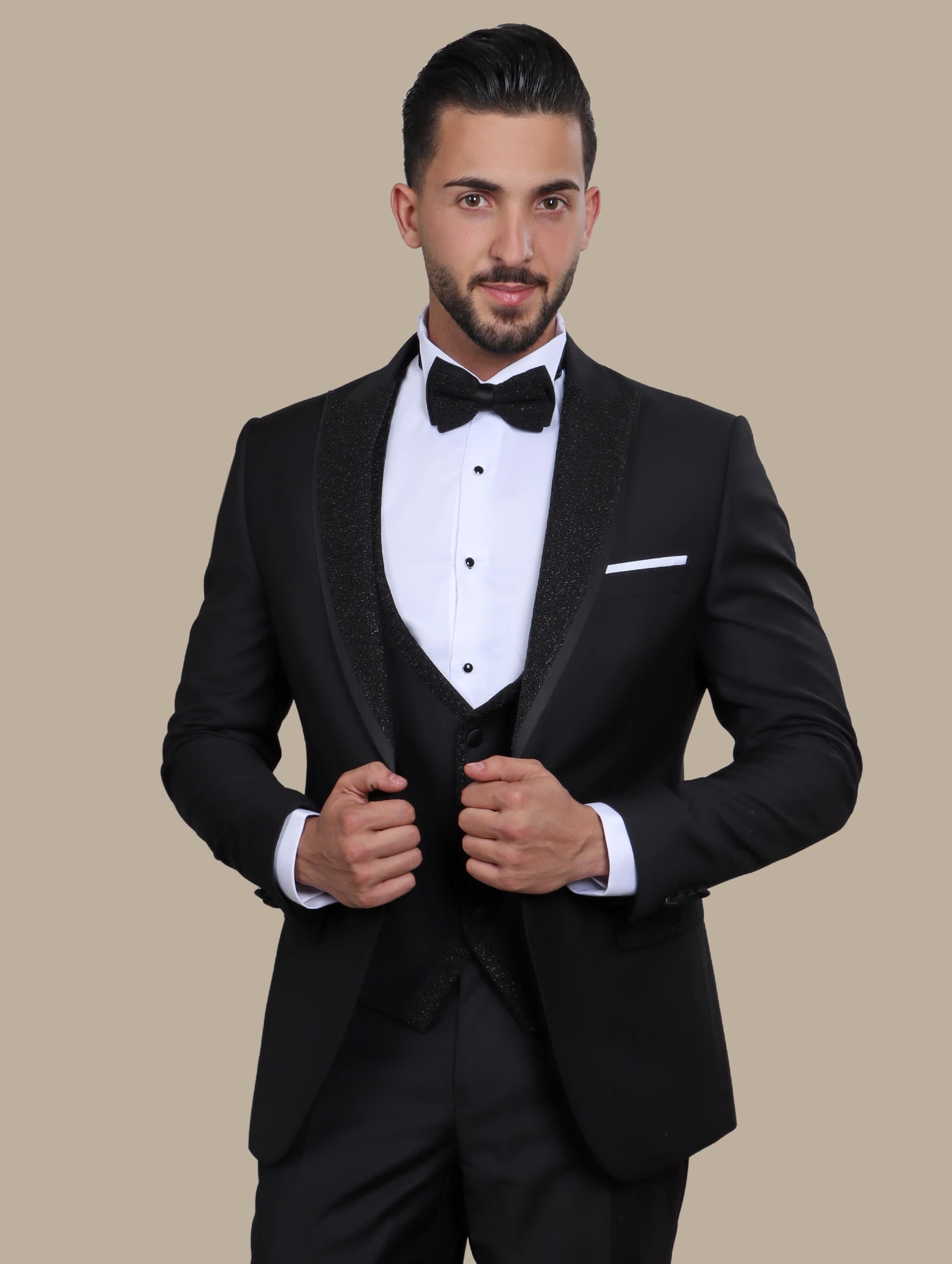 Tuxedo Jacquard Collar 4 Pcs | Black