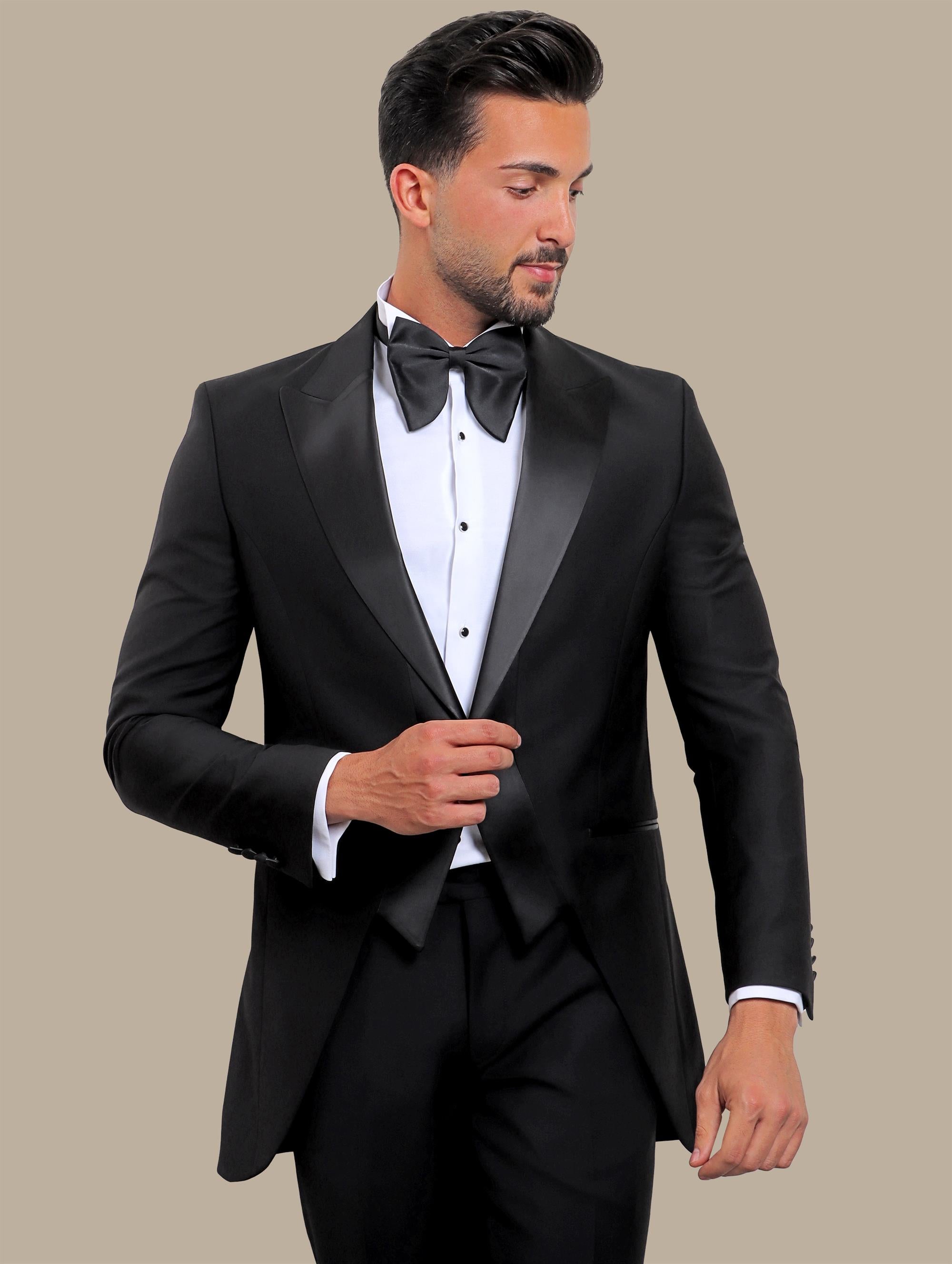 Black Bonjour Tuxedo: Long Peak Elegance