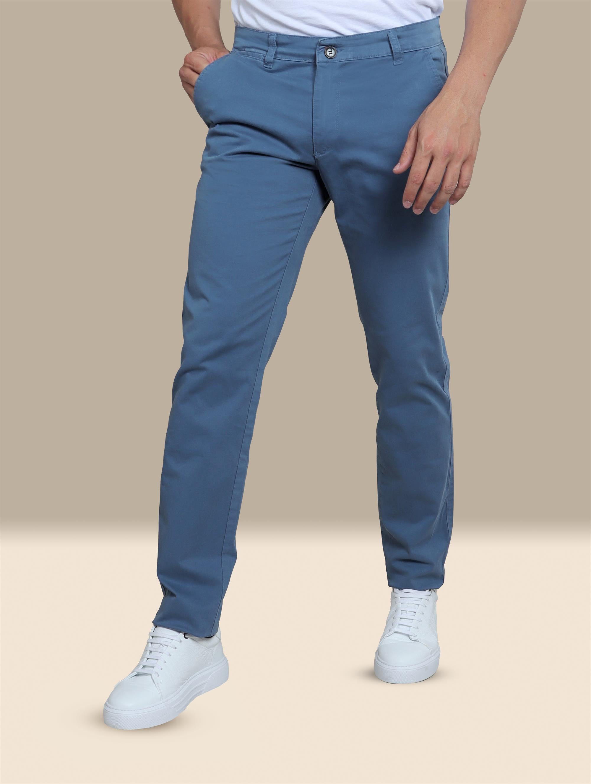 Classic Cool: Blue Chino Regular Fit Trousers