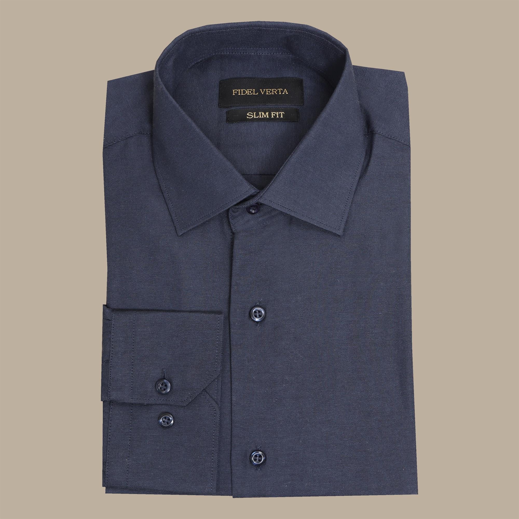 Navy Chambray Slim Fit Shirt