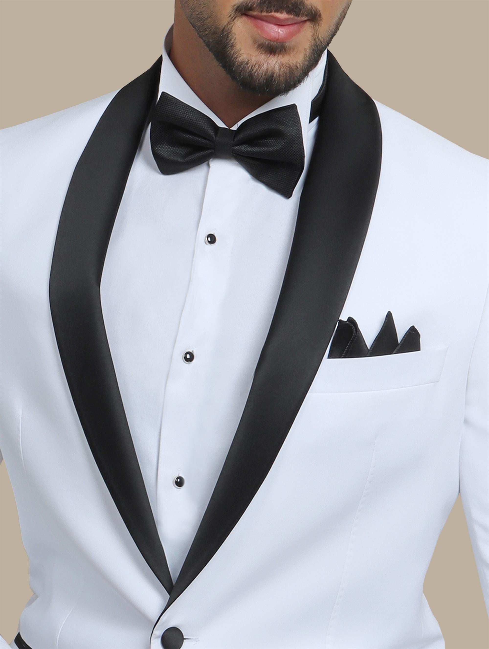 White Tuxedo with Col Chale Collar